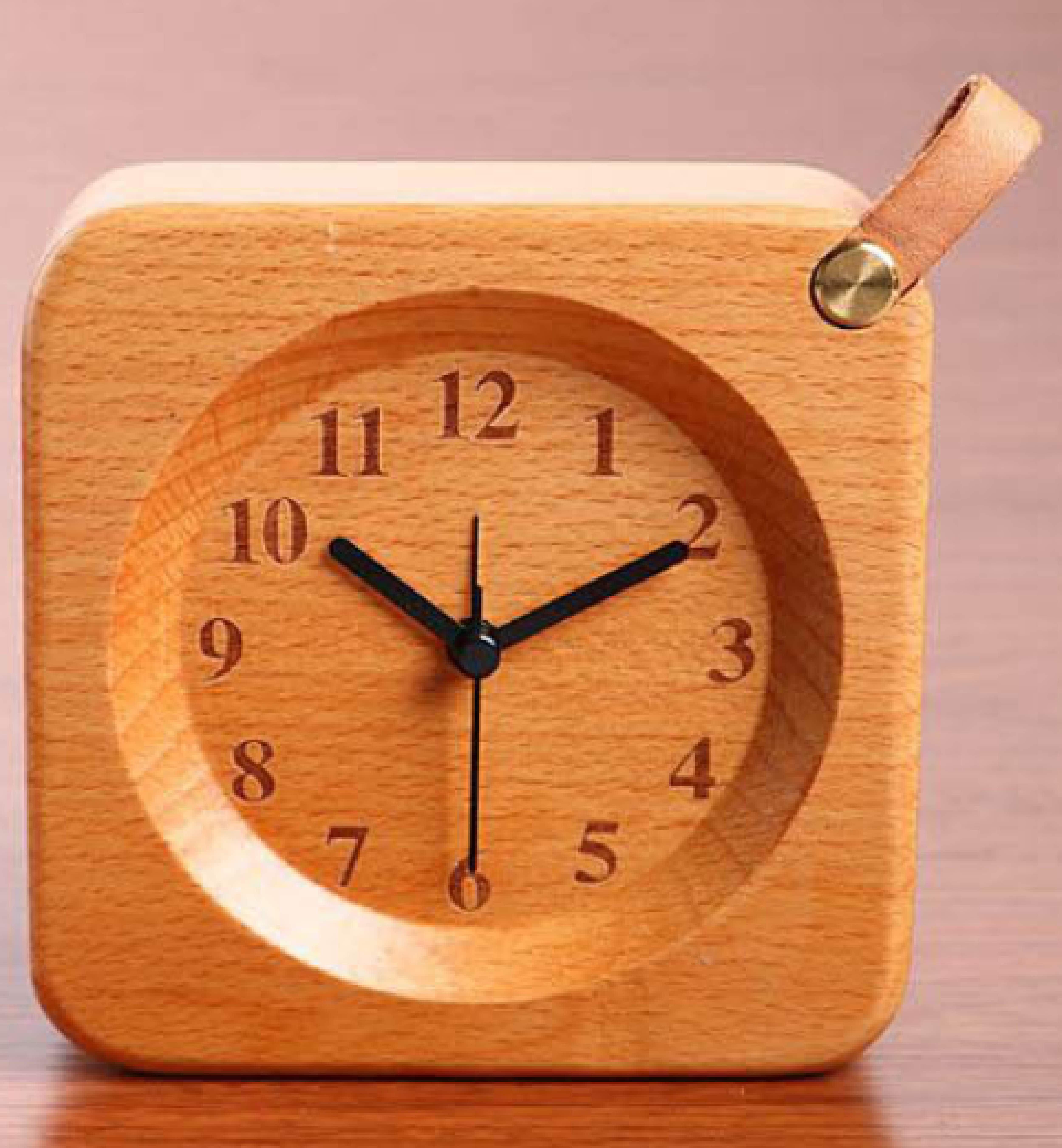 Solid wood alarm clock Beech silent alarm clock