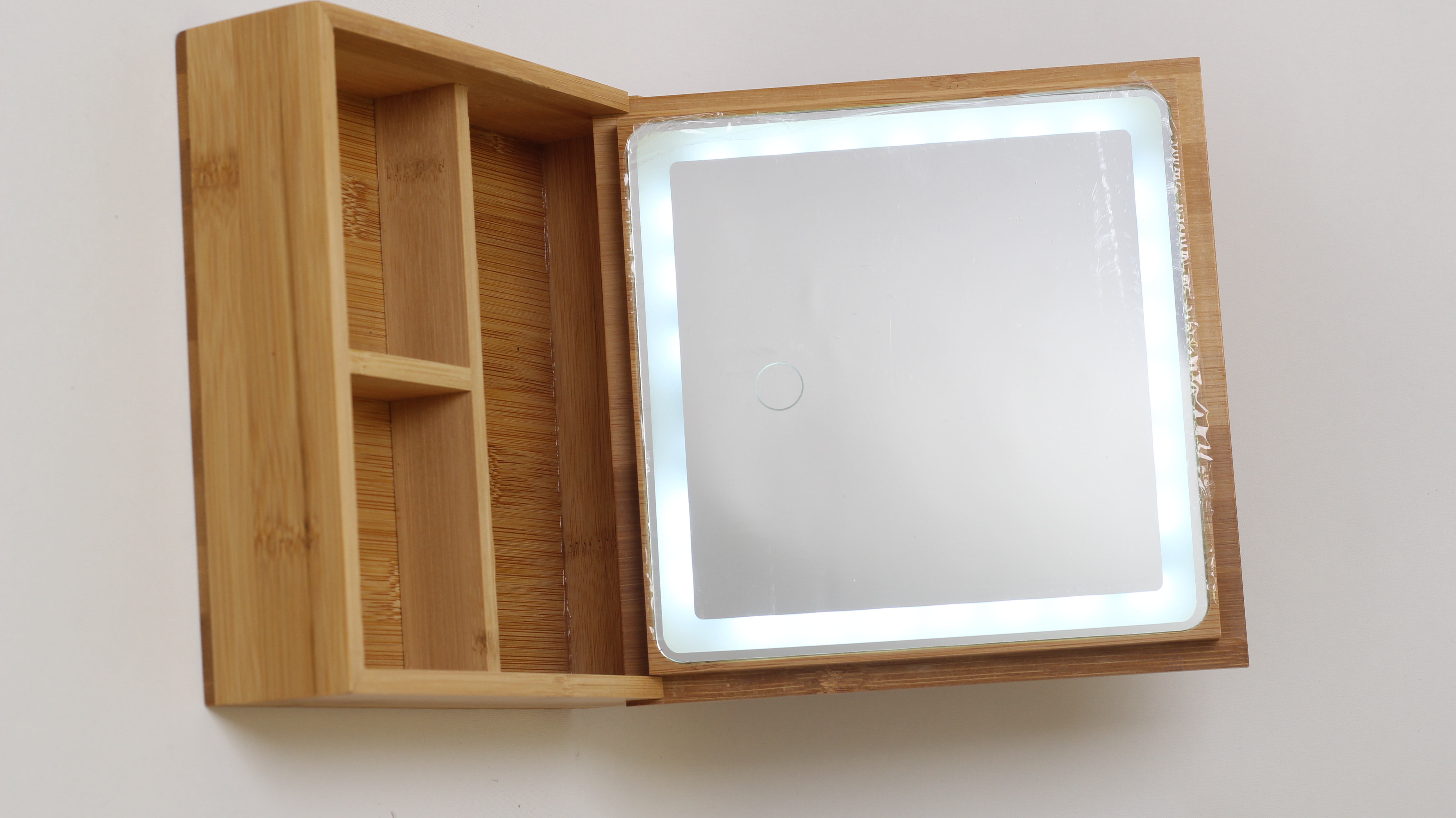 Bamboo LED square cosmetic box