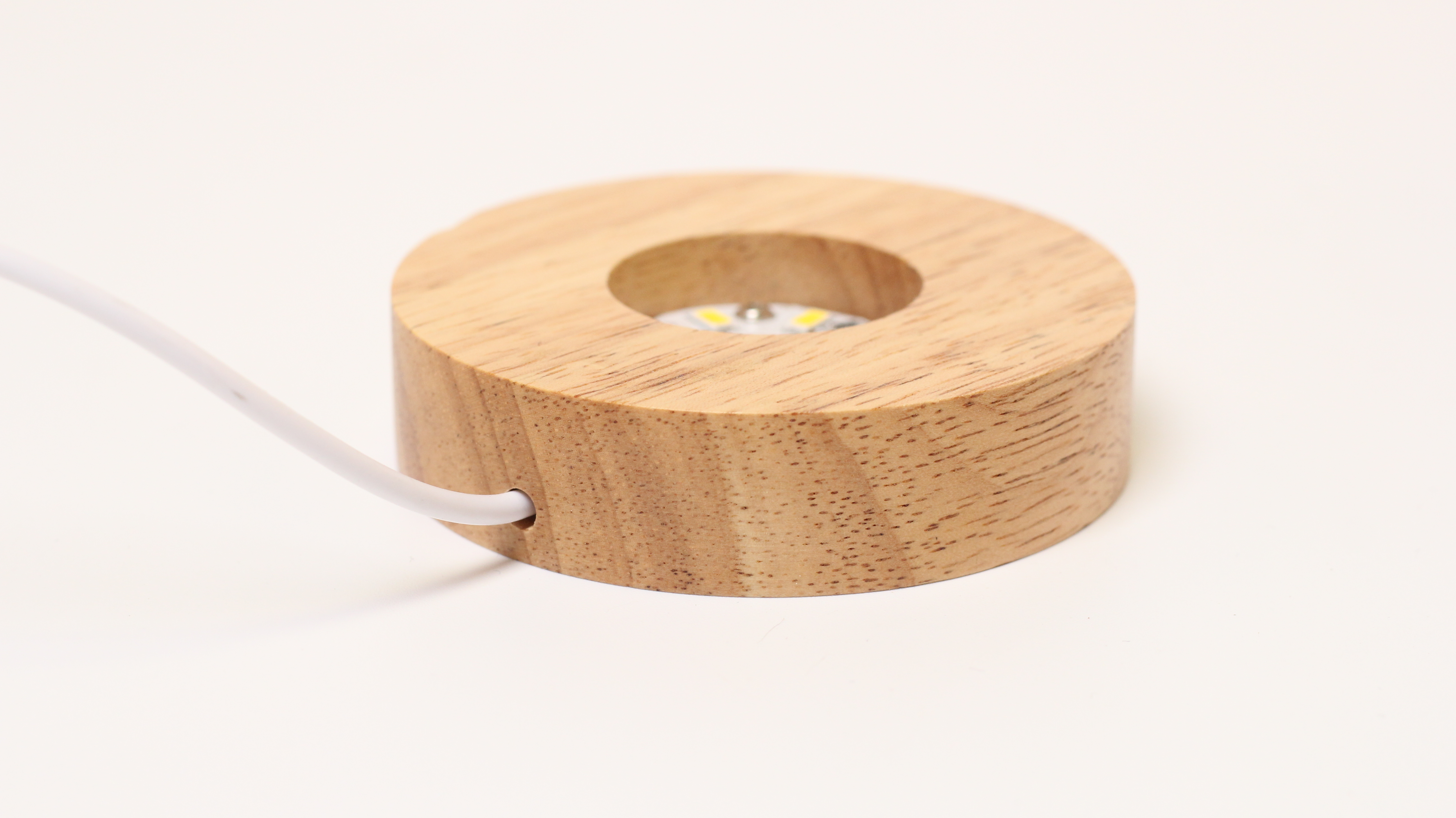 M Wooden LED crystal round lamp holder