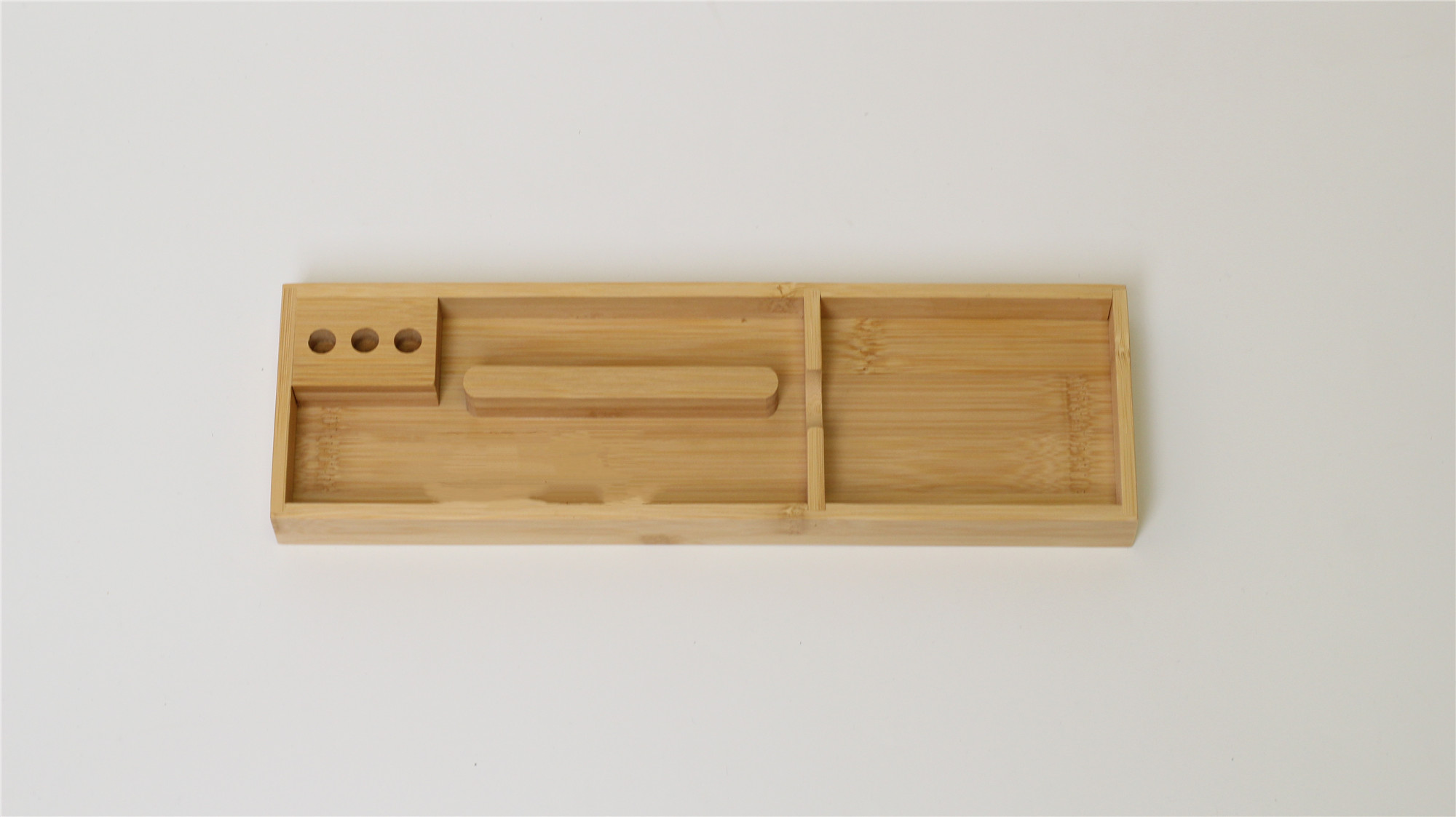 Bamboo and wood tray pen container