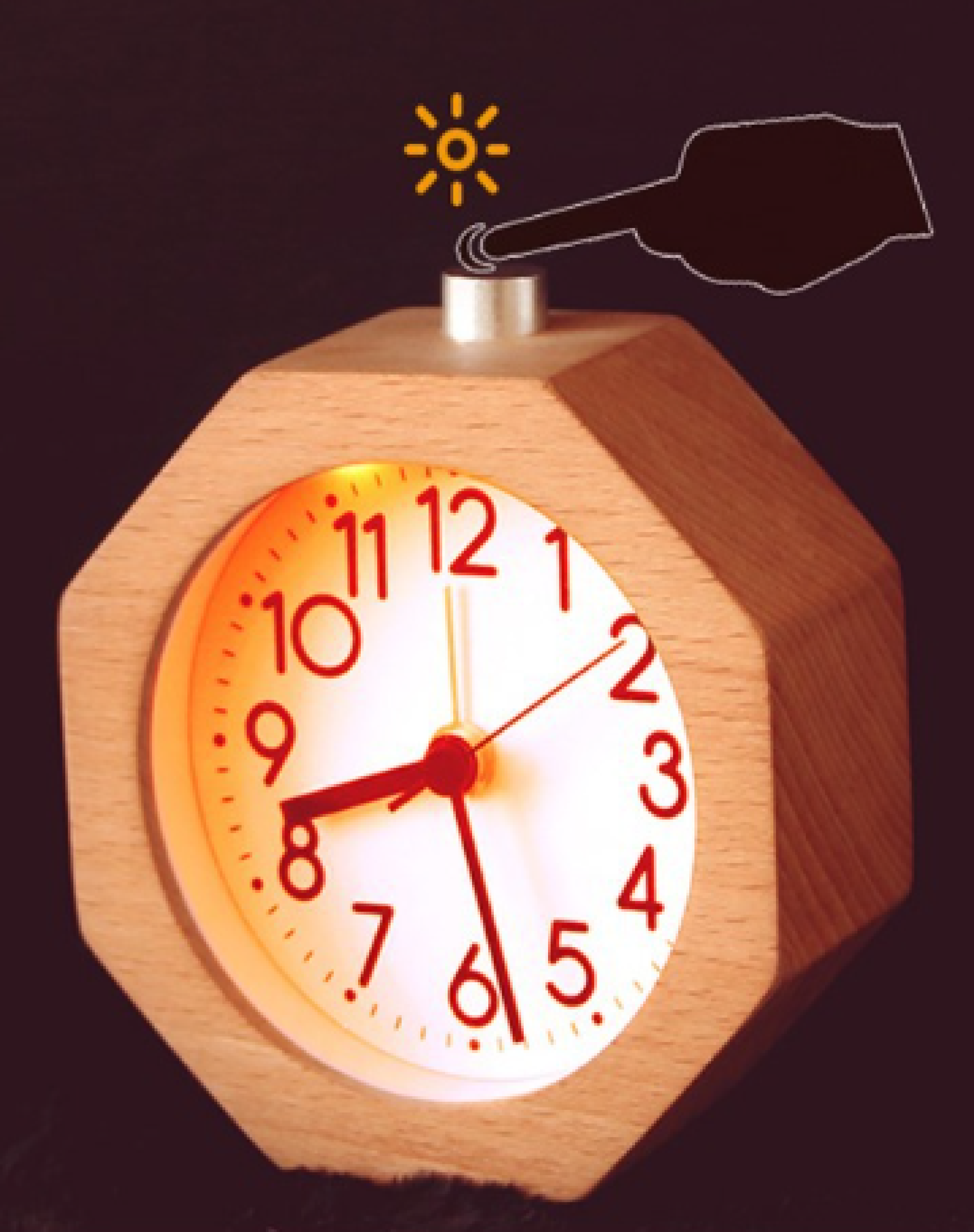 Octagonal solid wood clock, student sleepiness, lazy man alarm clock