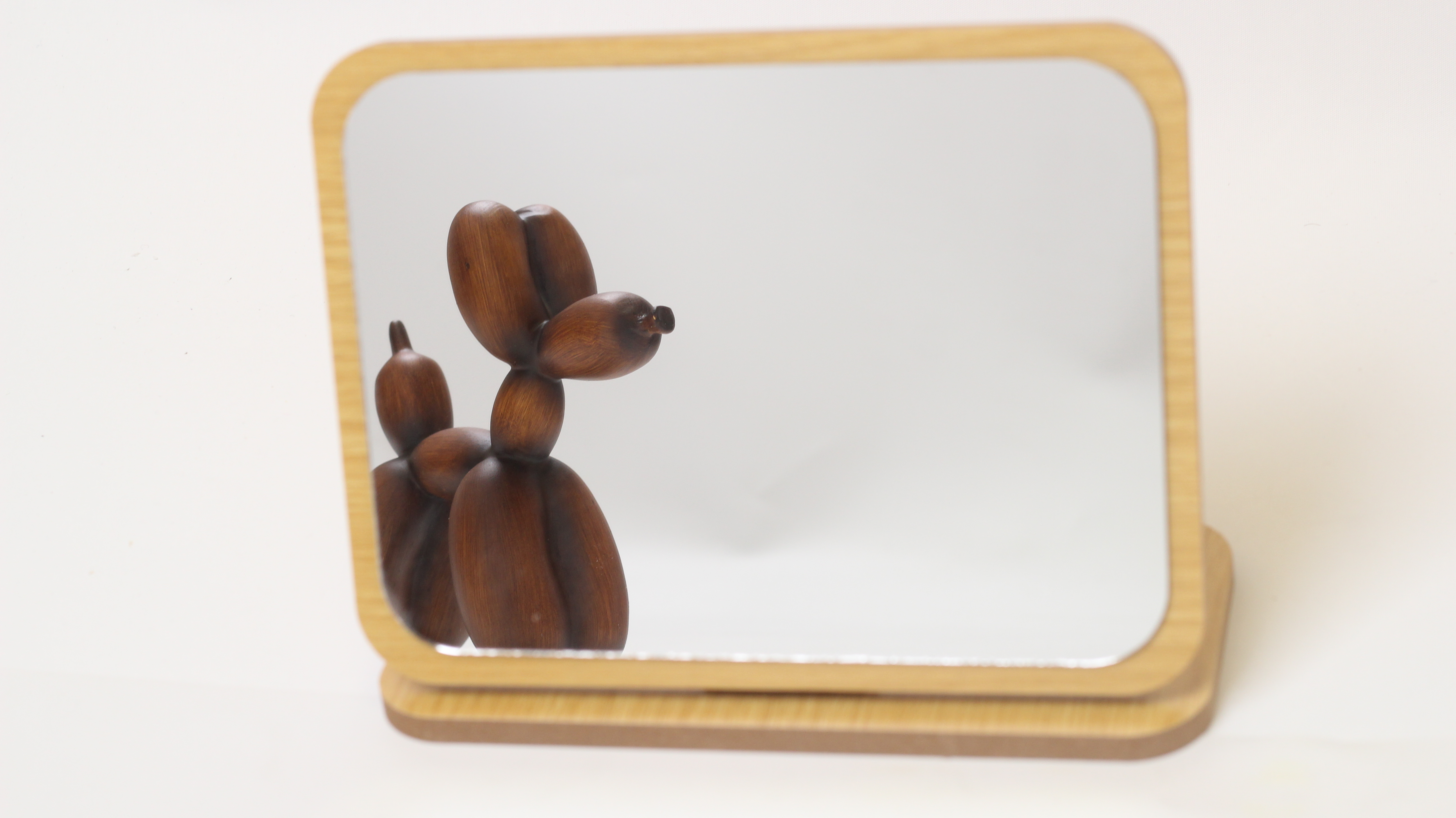 Bamboo and wood square makeup mirror