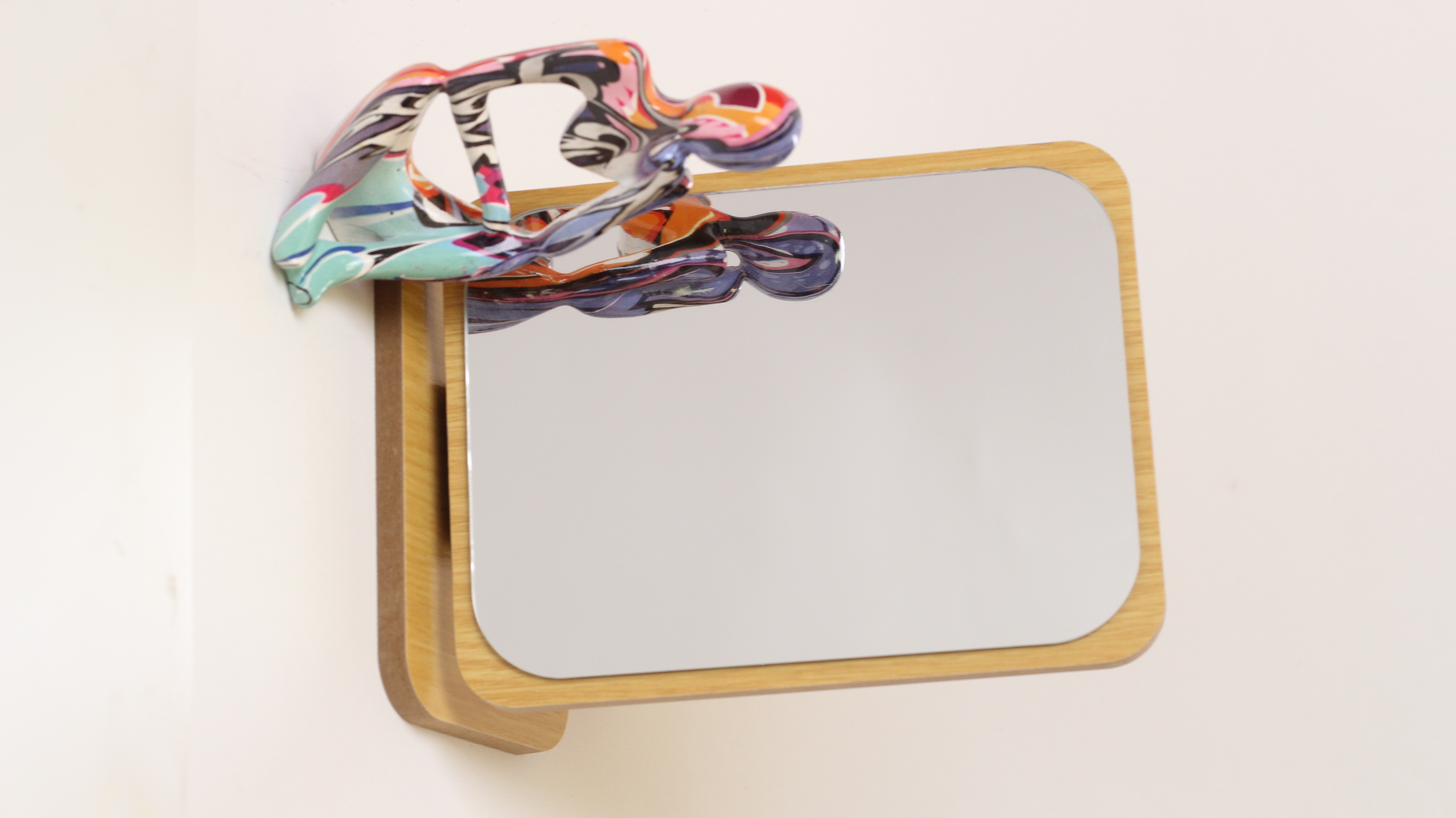 S Bamboo and wood square makeup mirror