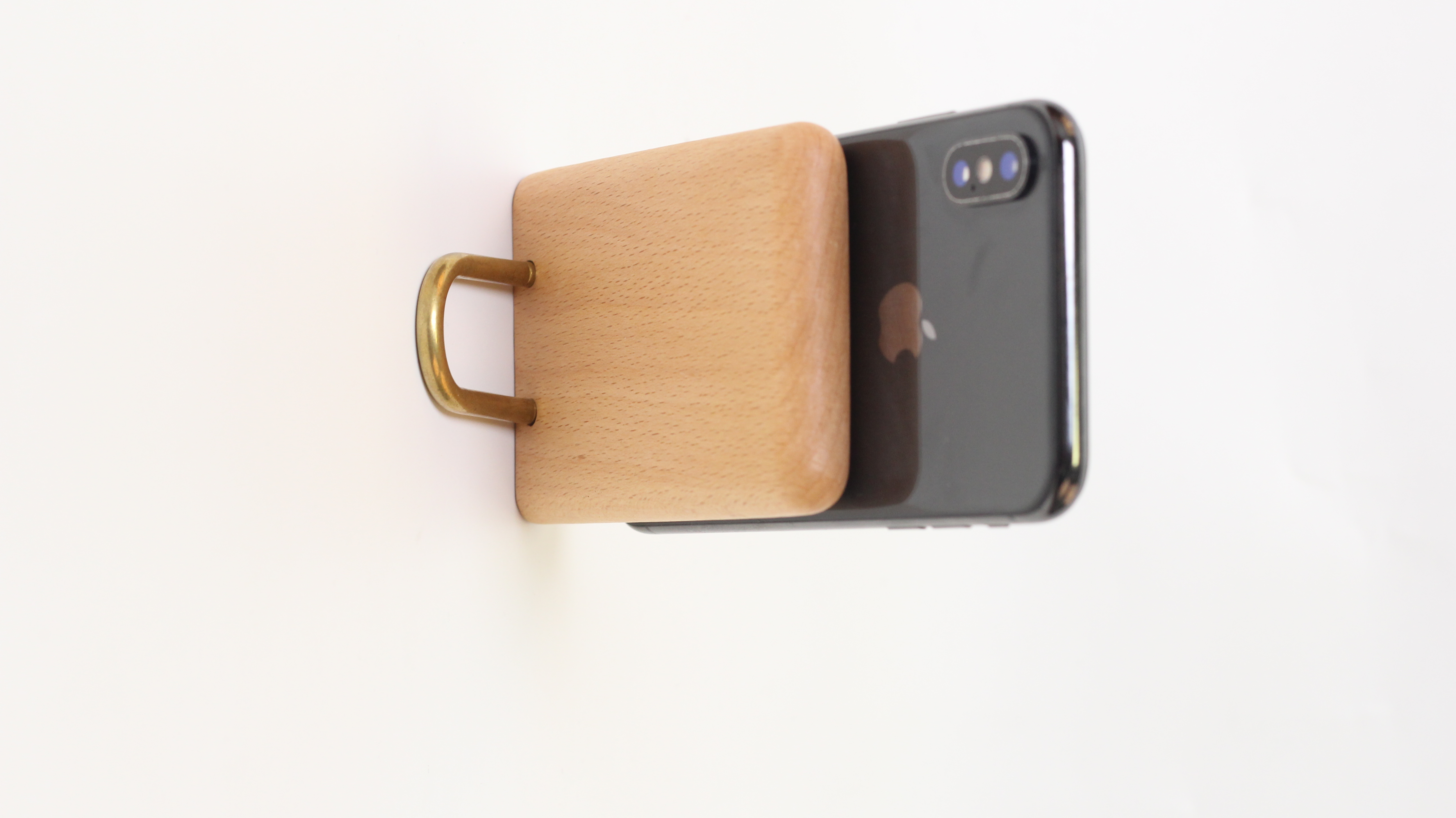 Vertical bamboo and wood mobile phone bracket