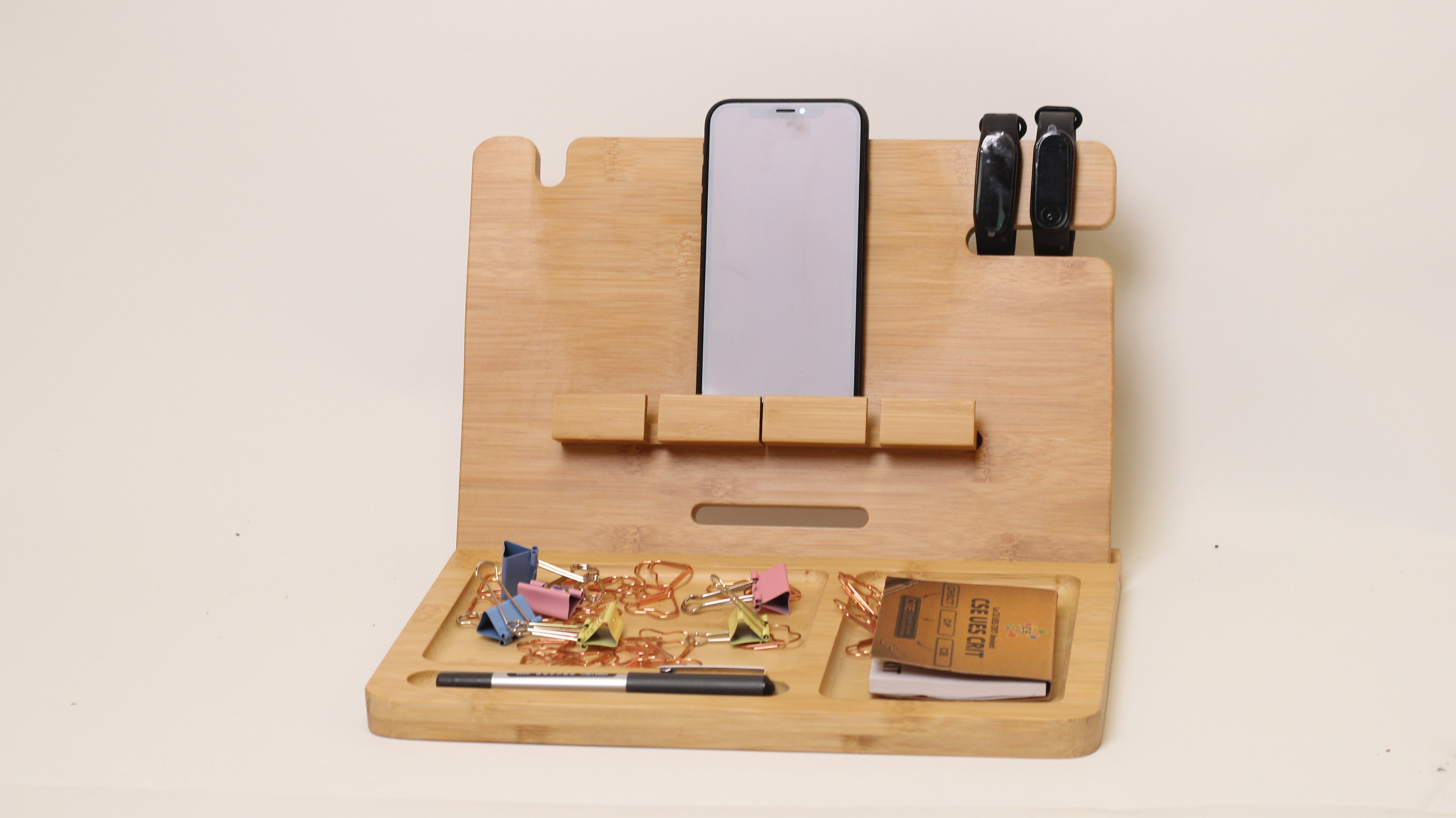 Bamboo display stand mobile phone holder