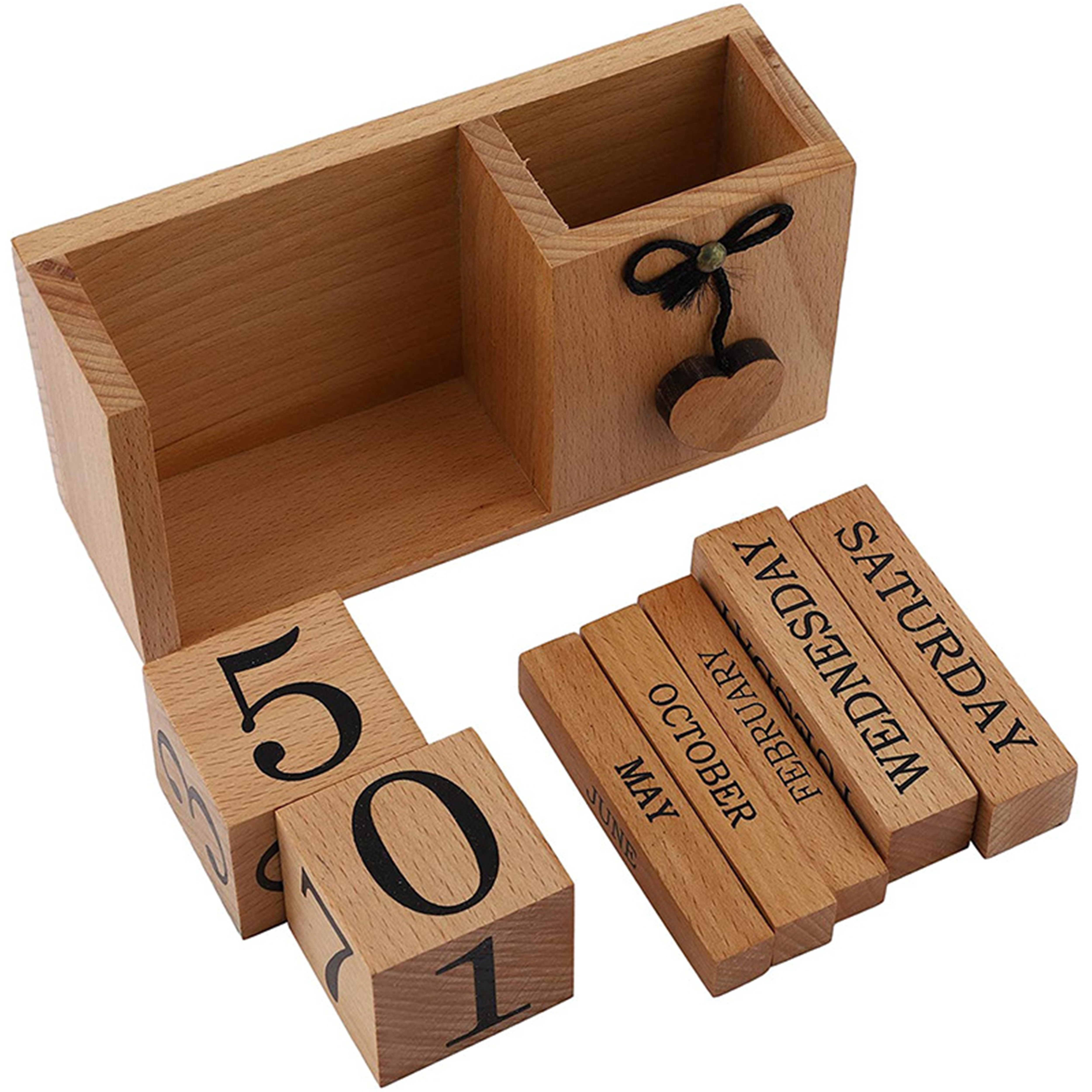 Wooden perpetual calendar for table decoration