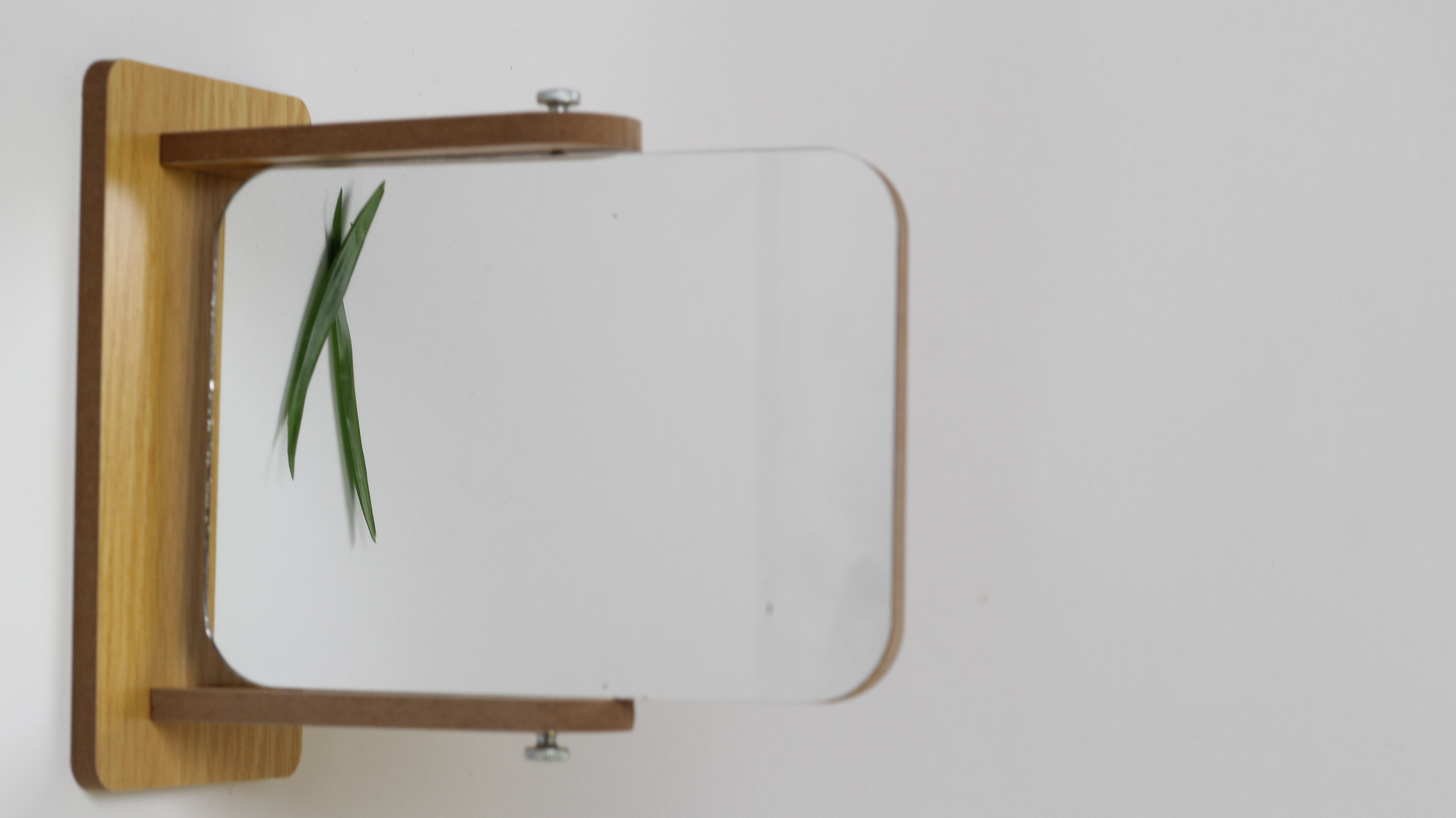 S Bamboo and wood makeup mirror