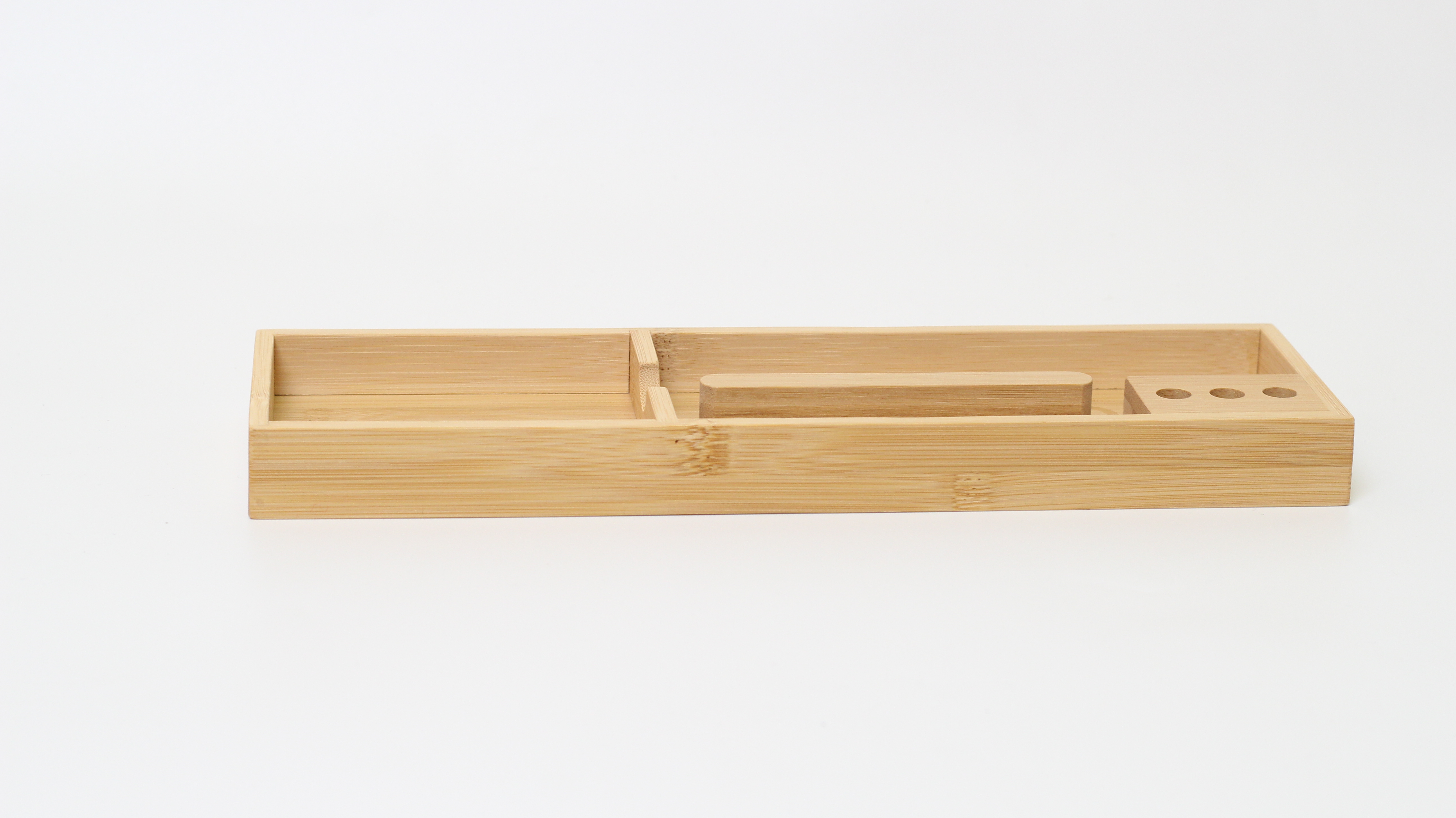 Bamboo and wood tray pen container