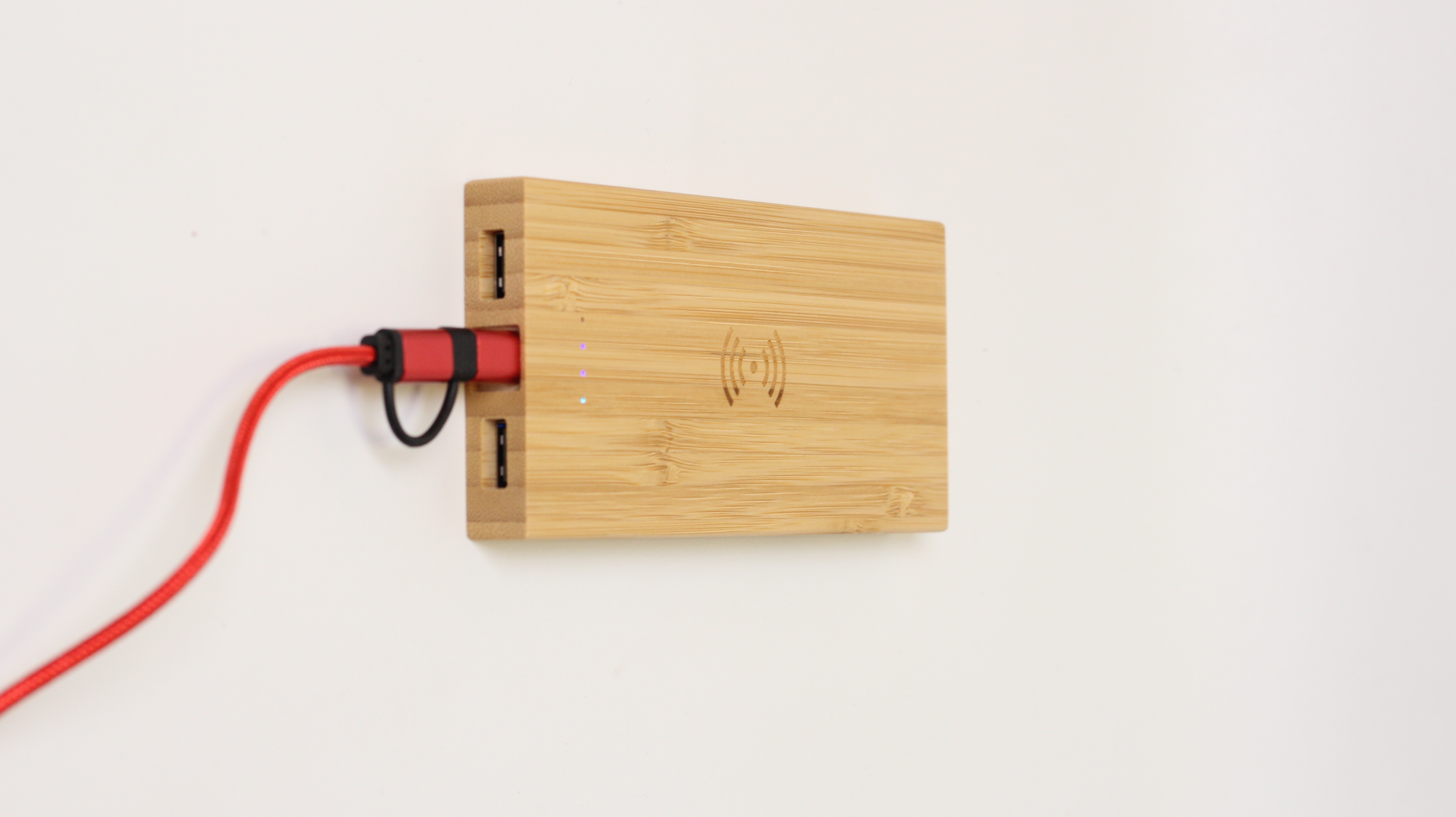 Bamboo and wood wireless charger dual USB output