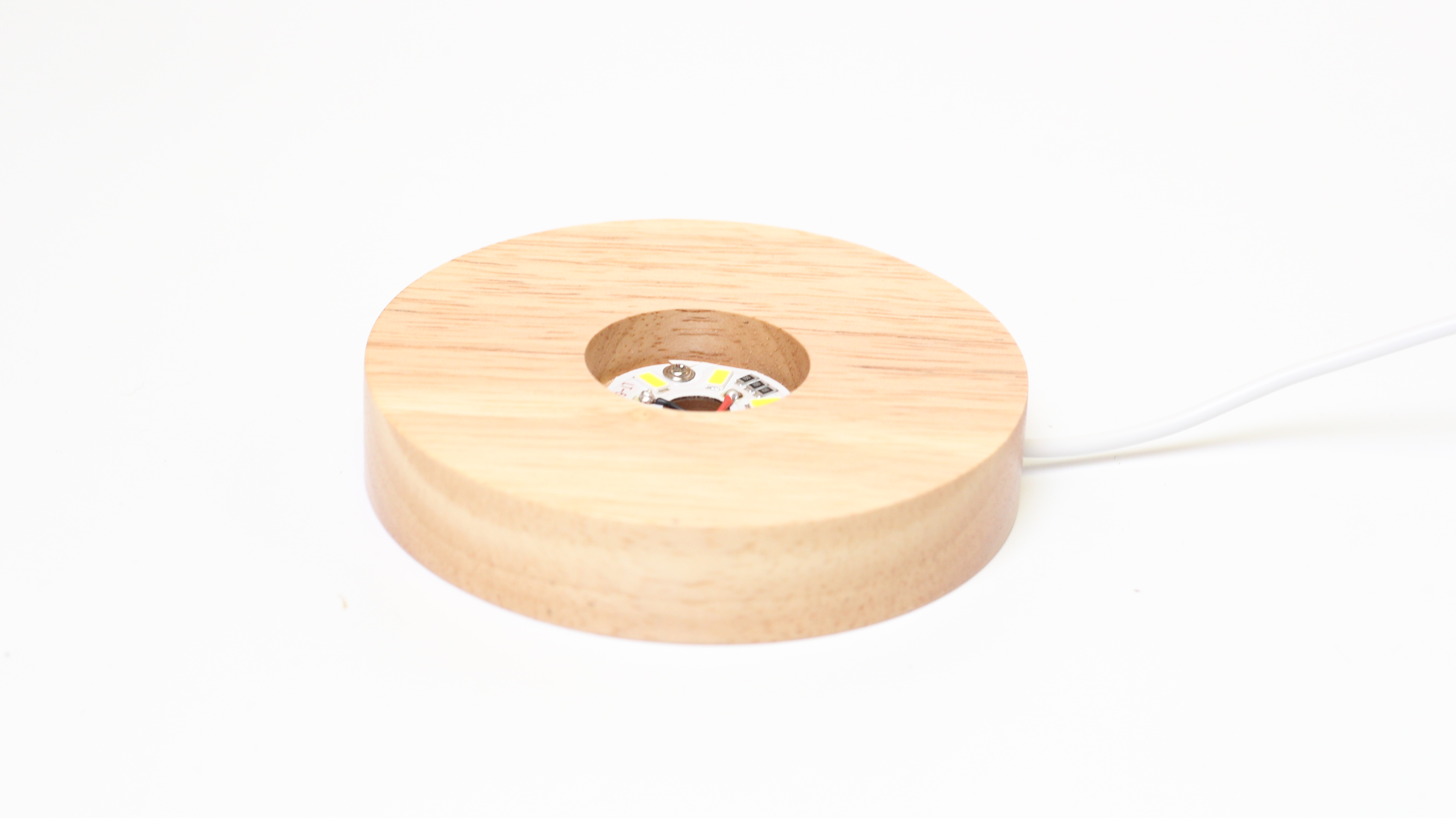 L Wooden LED crystal round lamp holder