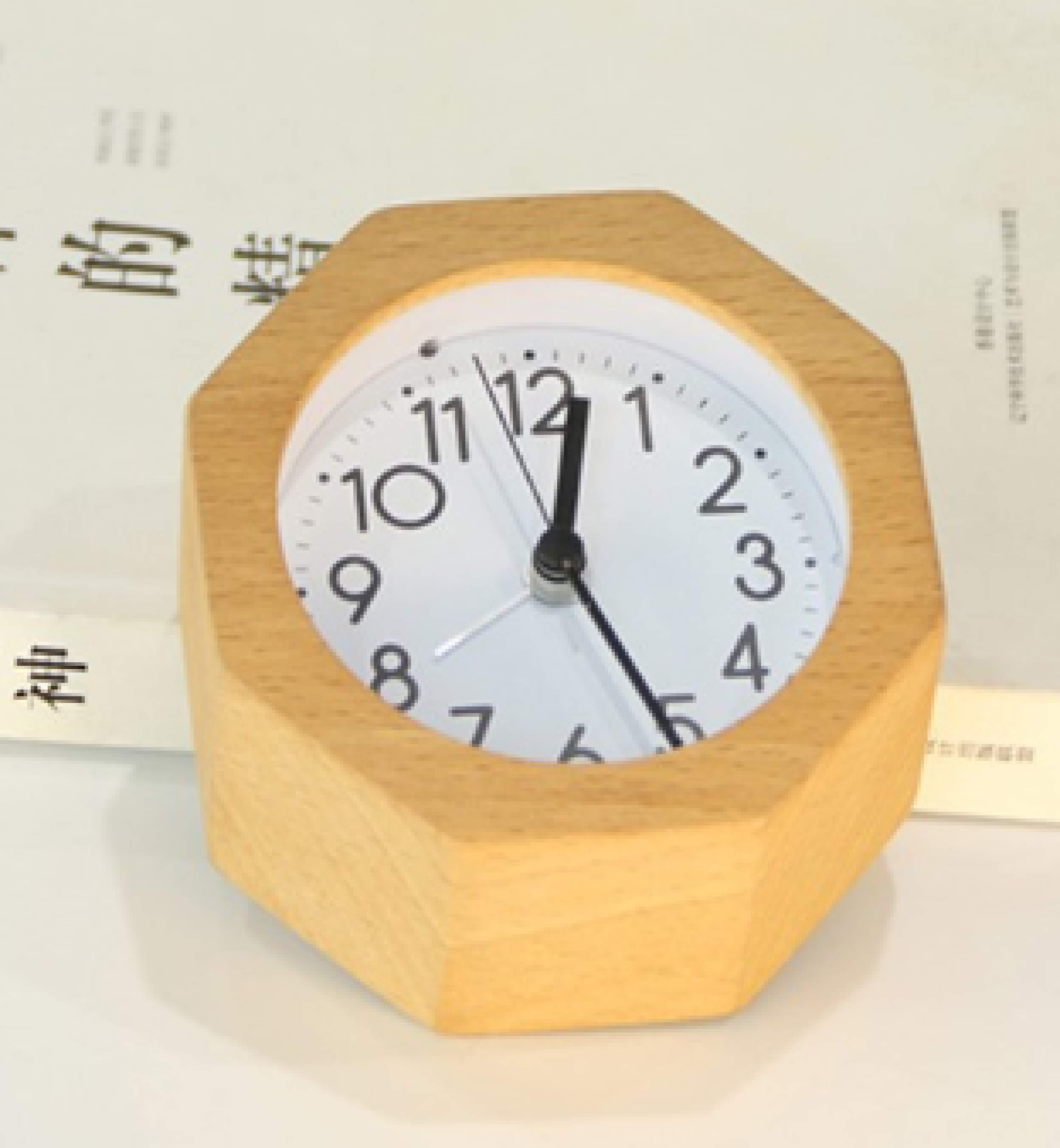  Octagonal solid wood clock, student sleepiness, lazy man alarm clock