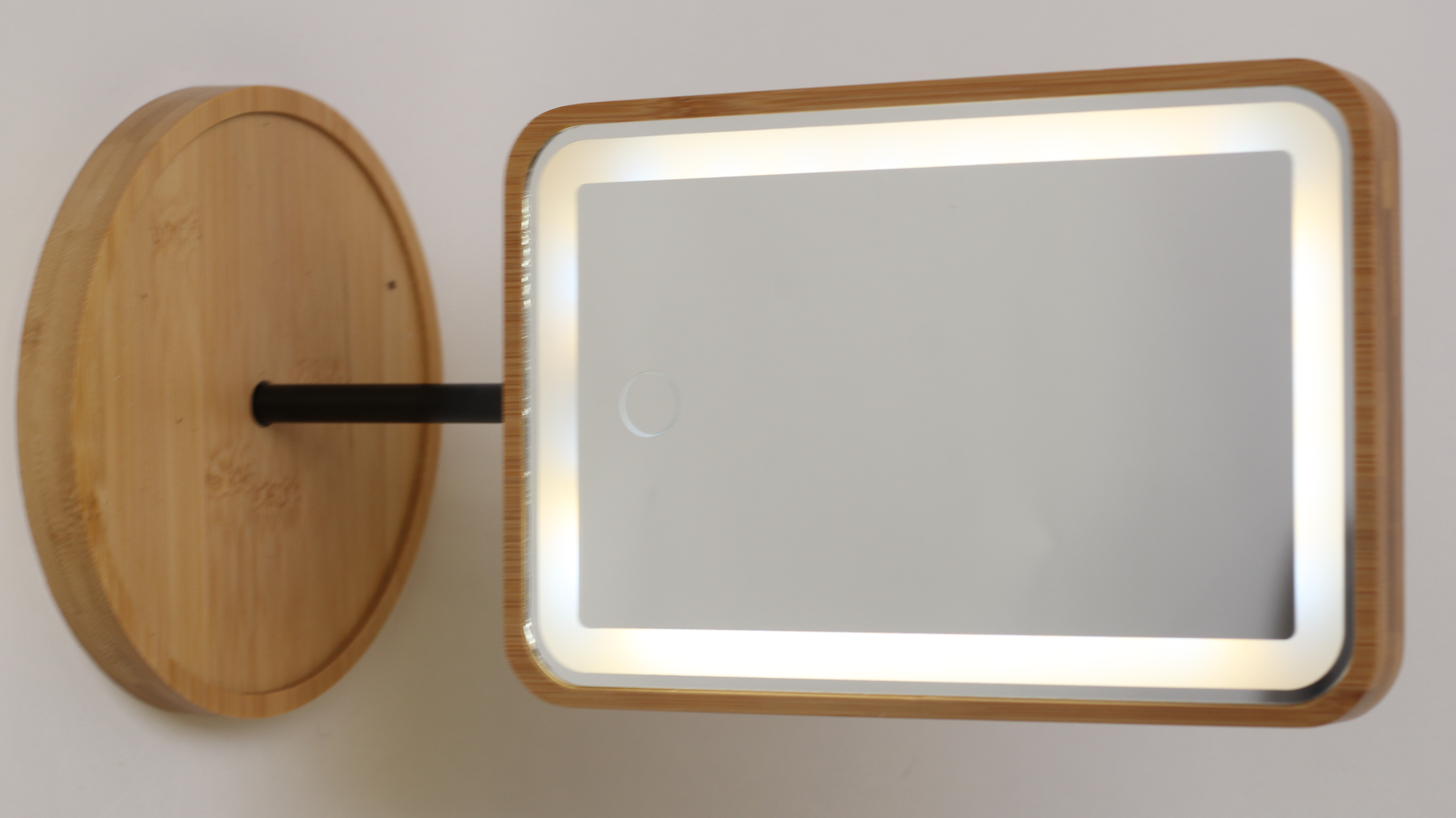 Bamboo LED square cosmetic mirror