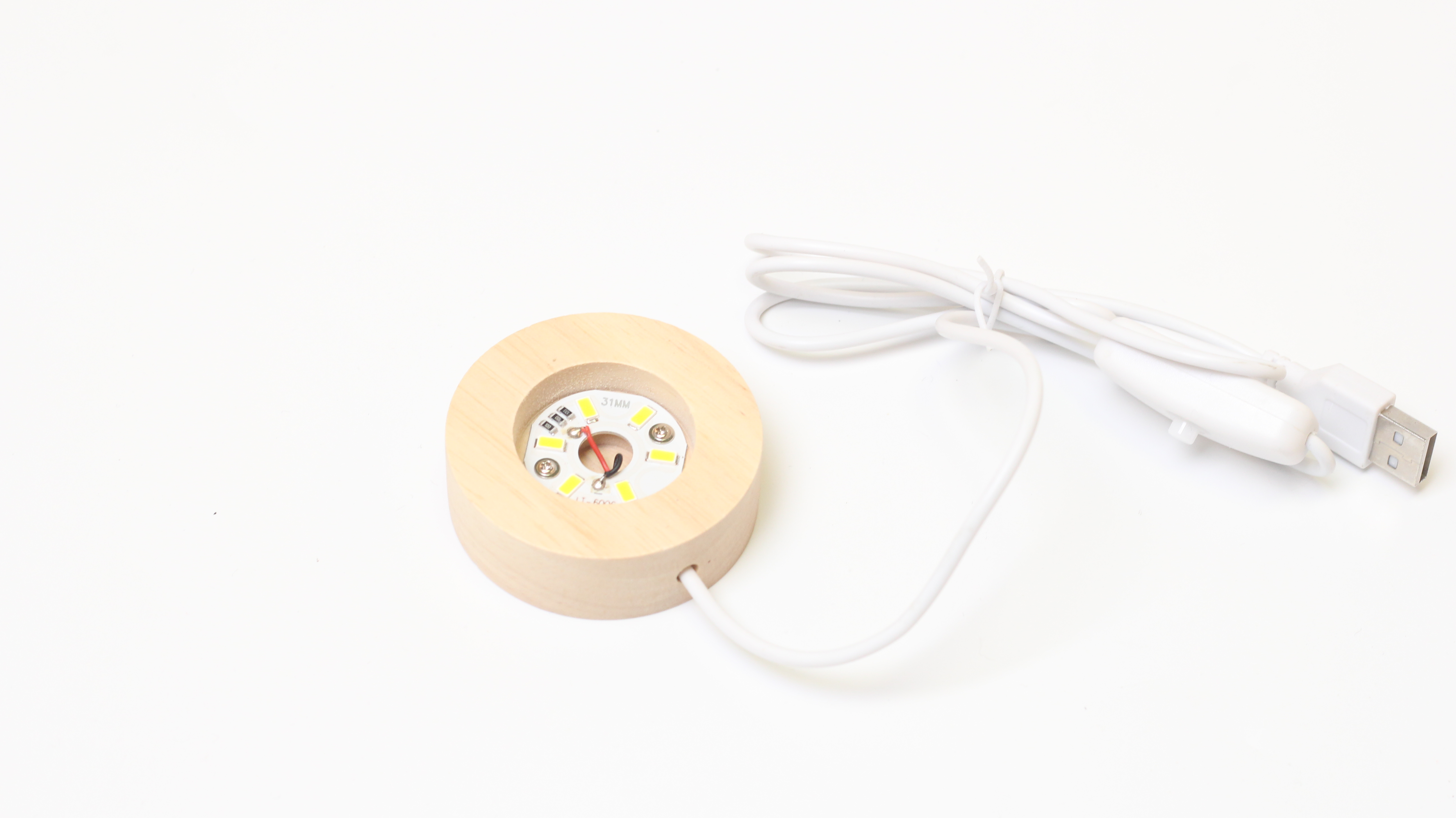 S Wooden LED crystal round lamp holder