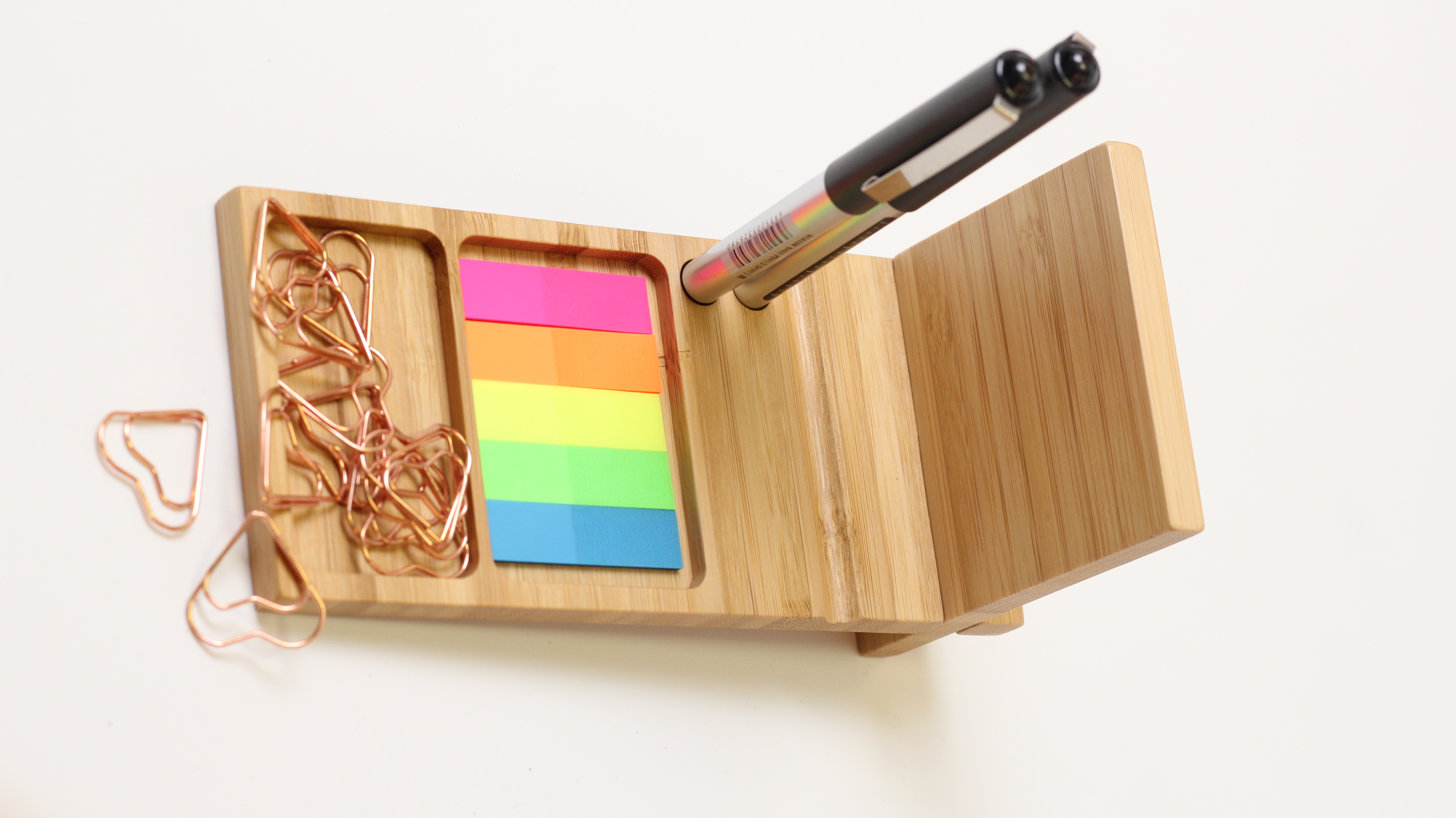 Removable bamboo and wood mobile phone holder penholder