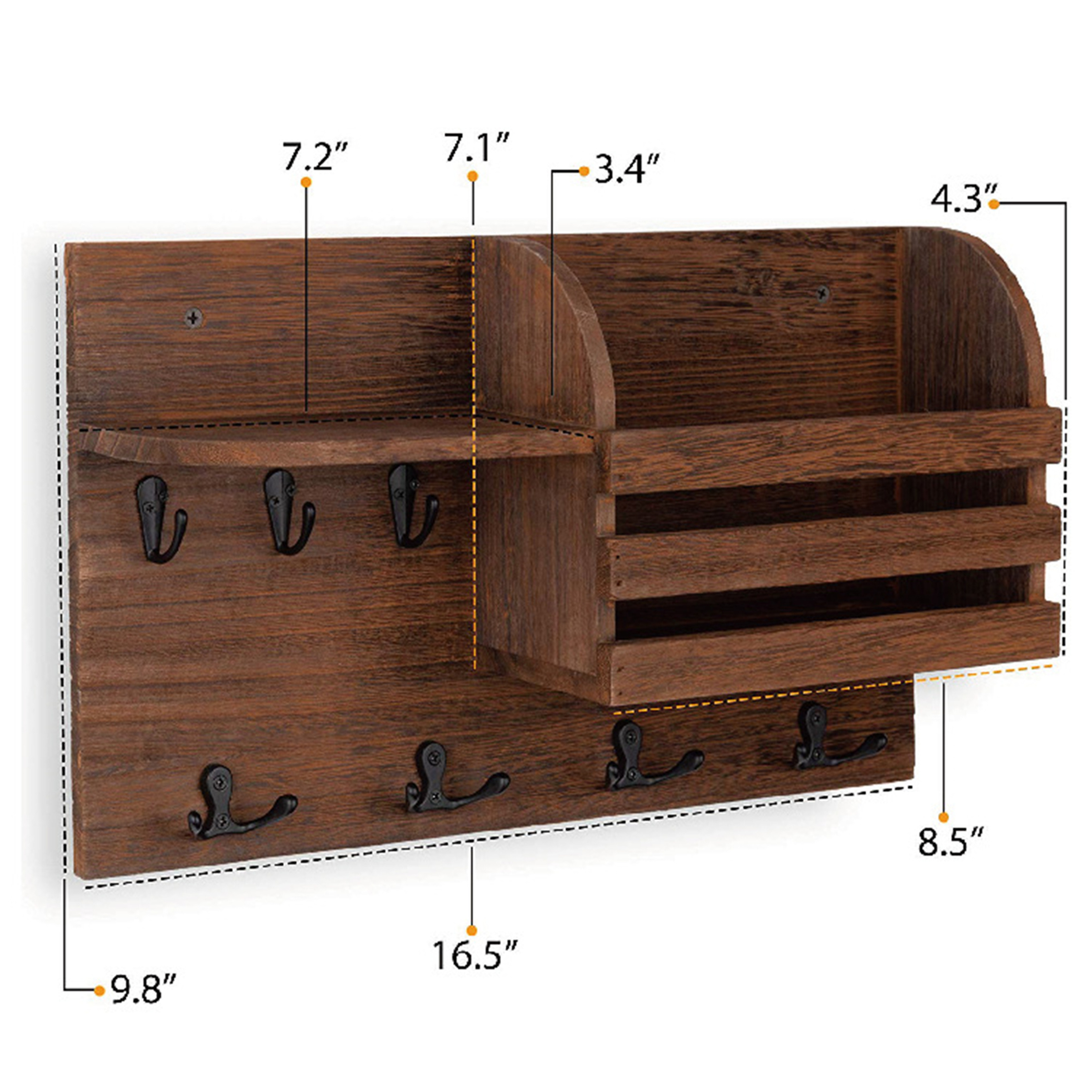 Solid wood wall-mounted wall hanging clothes rack mail rack