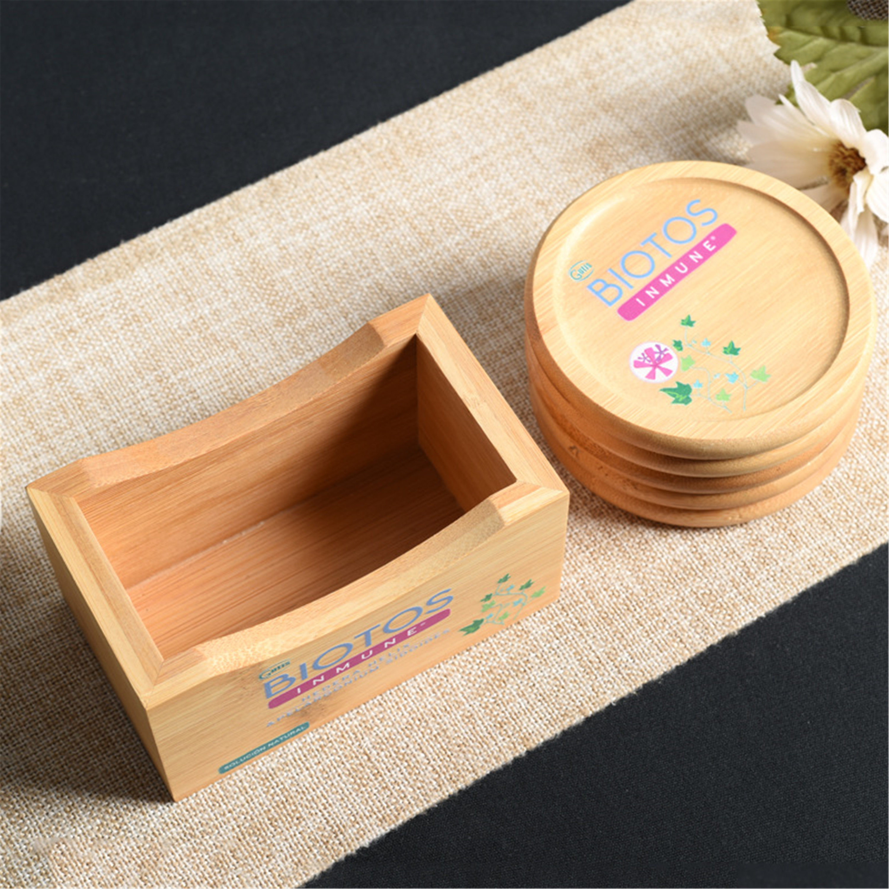 Wooden coaster Household round water cup tea set Desktop insulation pad Solid wood coffee cup holder