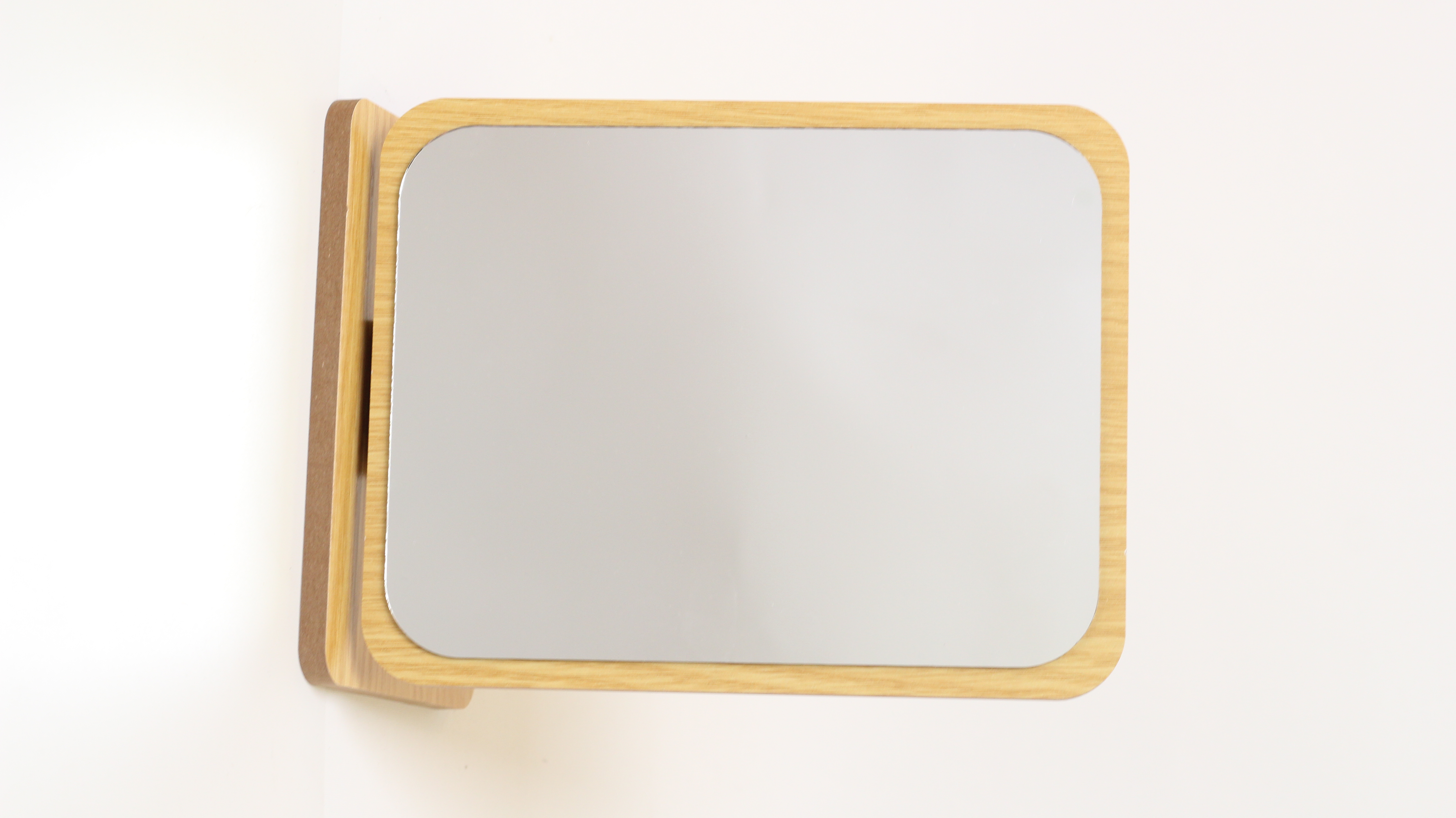L Bamboo and wood square makeup mirror
