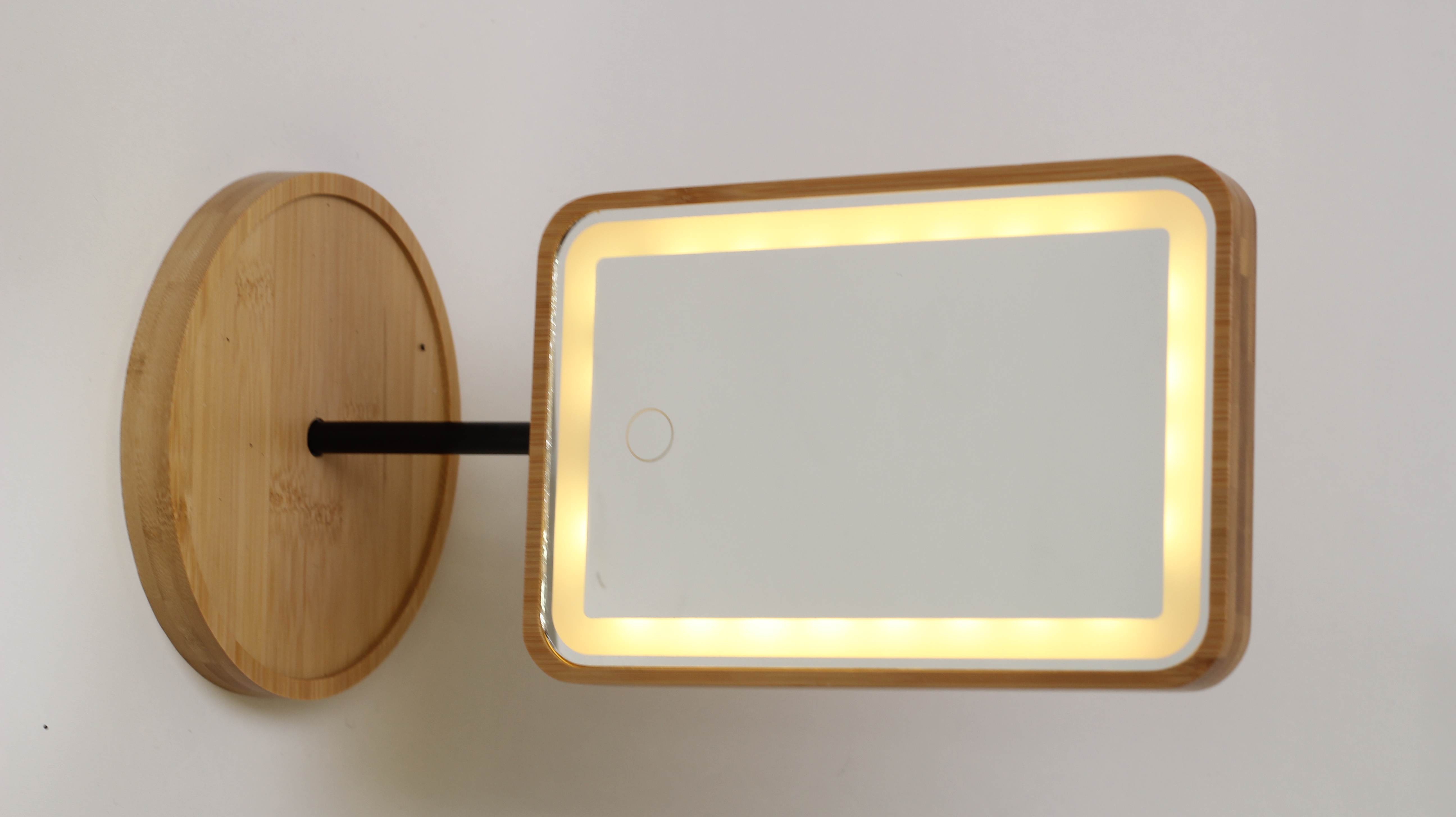 Bamboo LED square cosmetic mirror