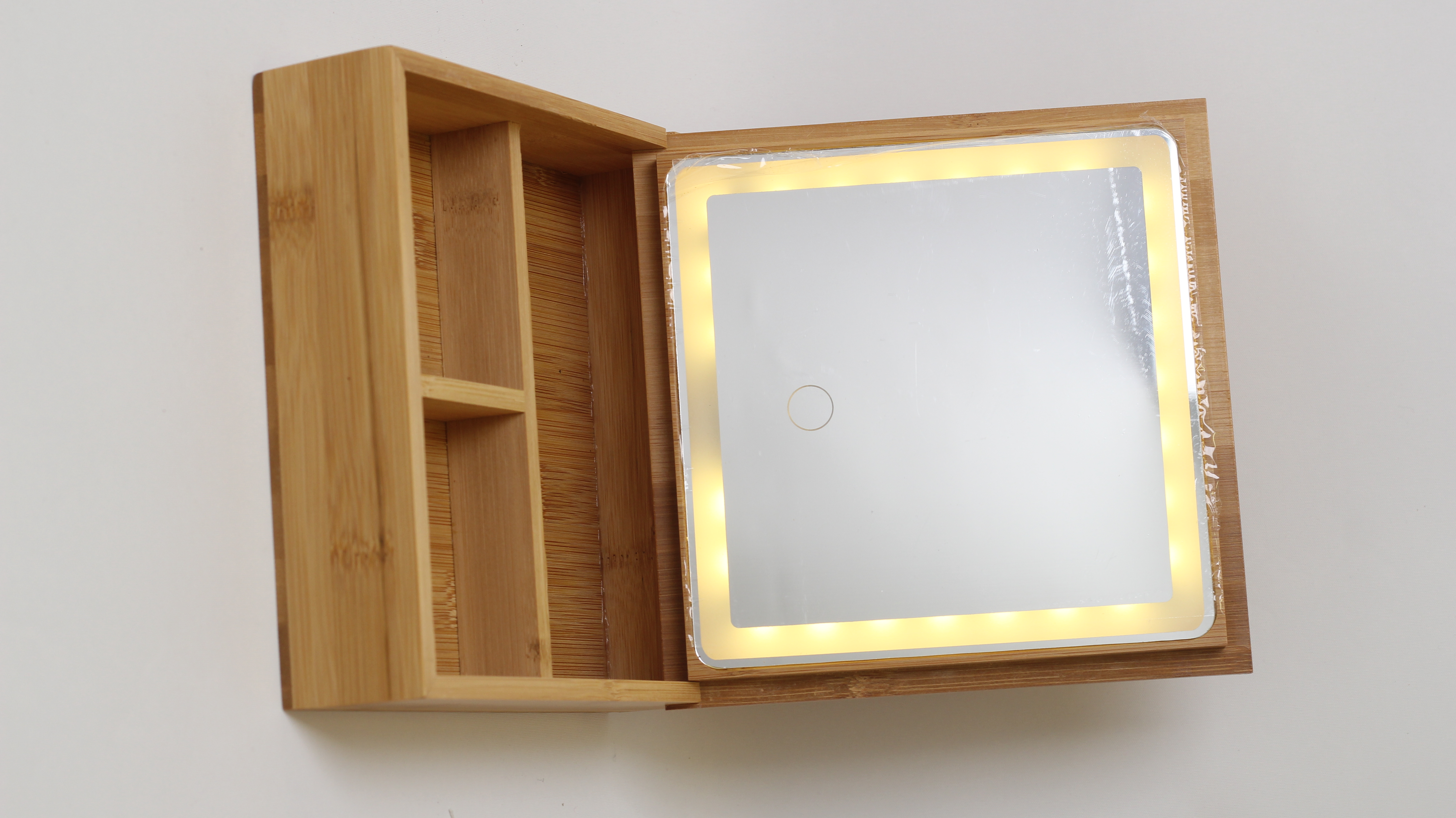 Bamboo LED square cosmetic box