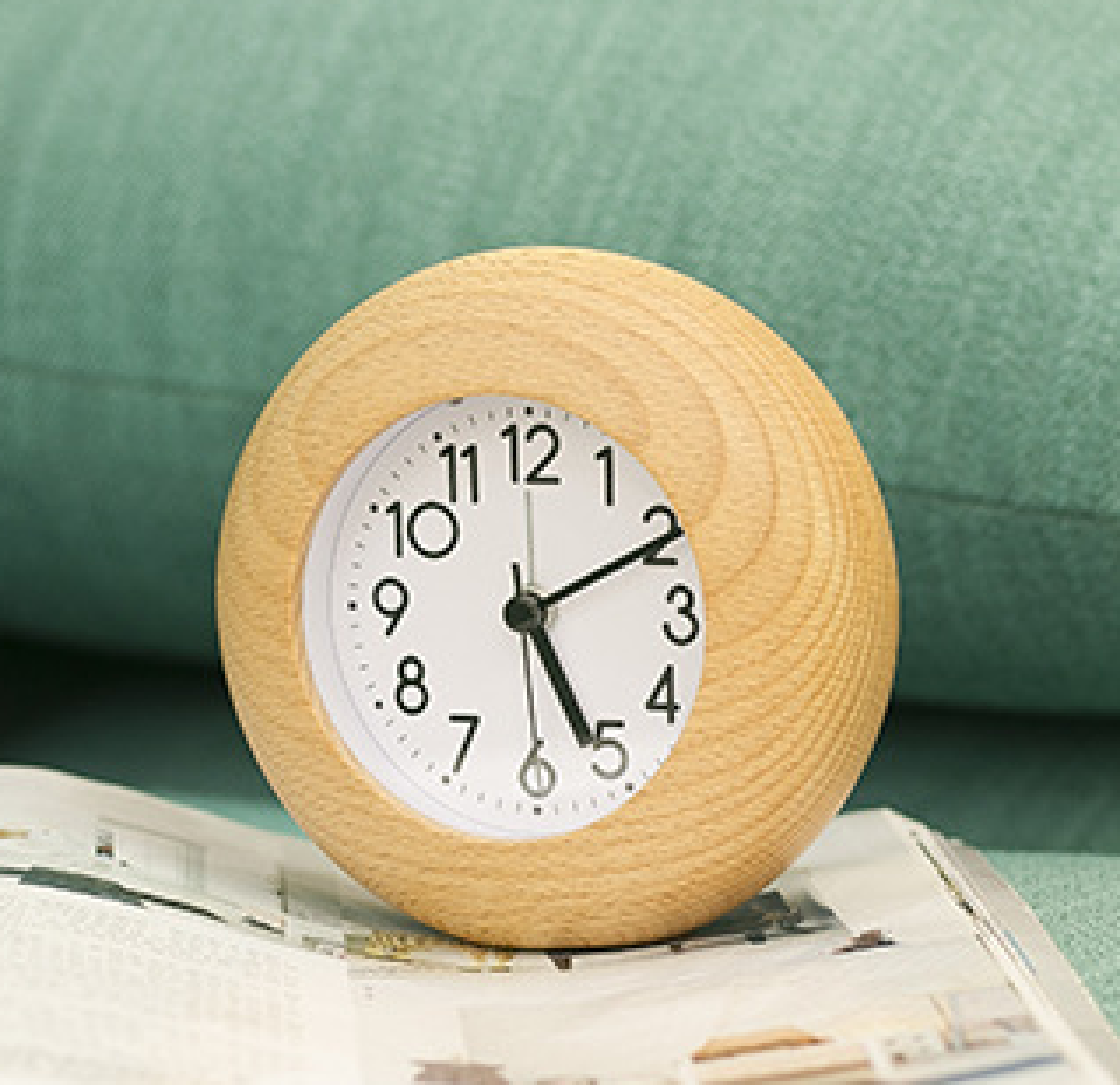 Solid wood clock, spherical alarm clock, student's lazy clock, mini luminous alarm clock gift