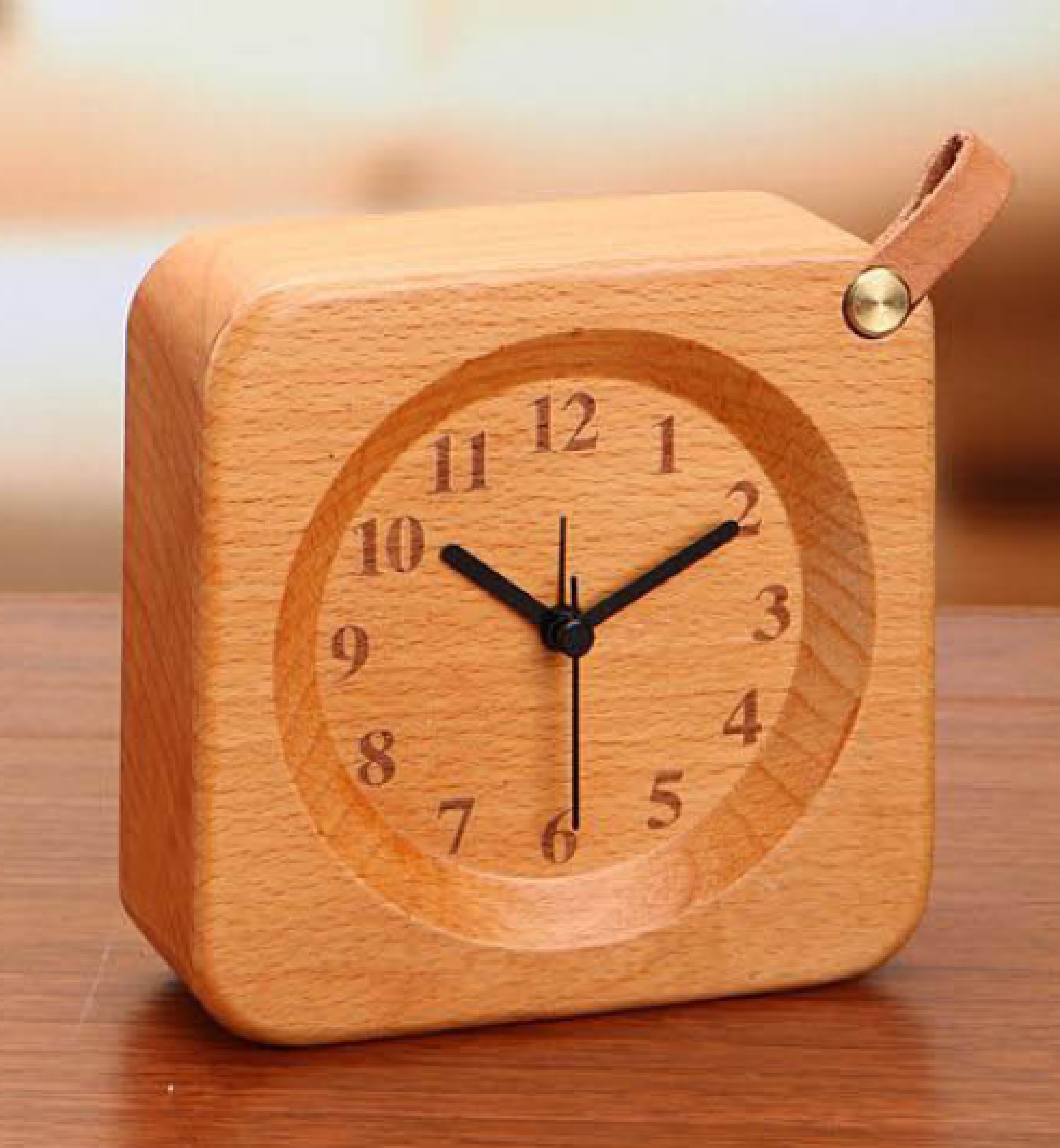 Solid wood alarm clock Beech silent alarm clock
