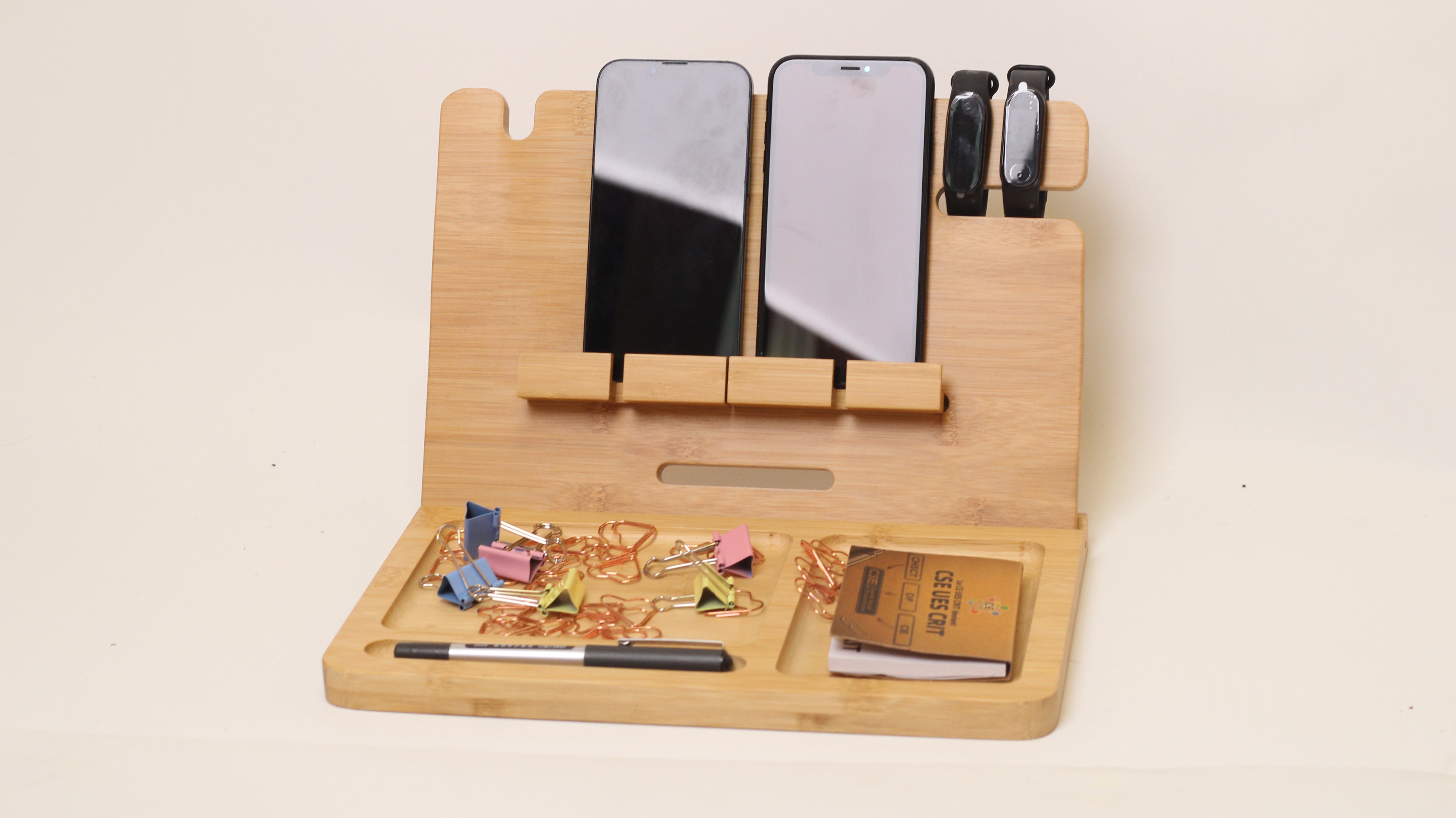 Bamboo display stand mobile phone holder