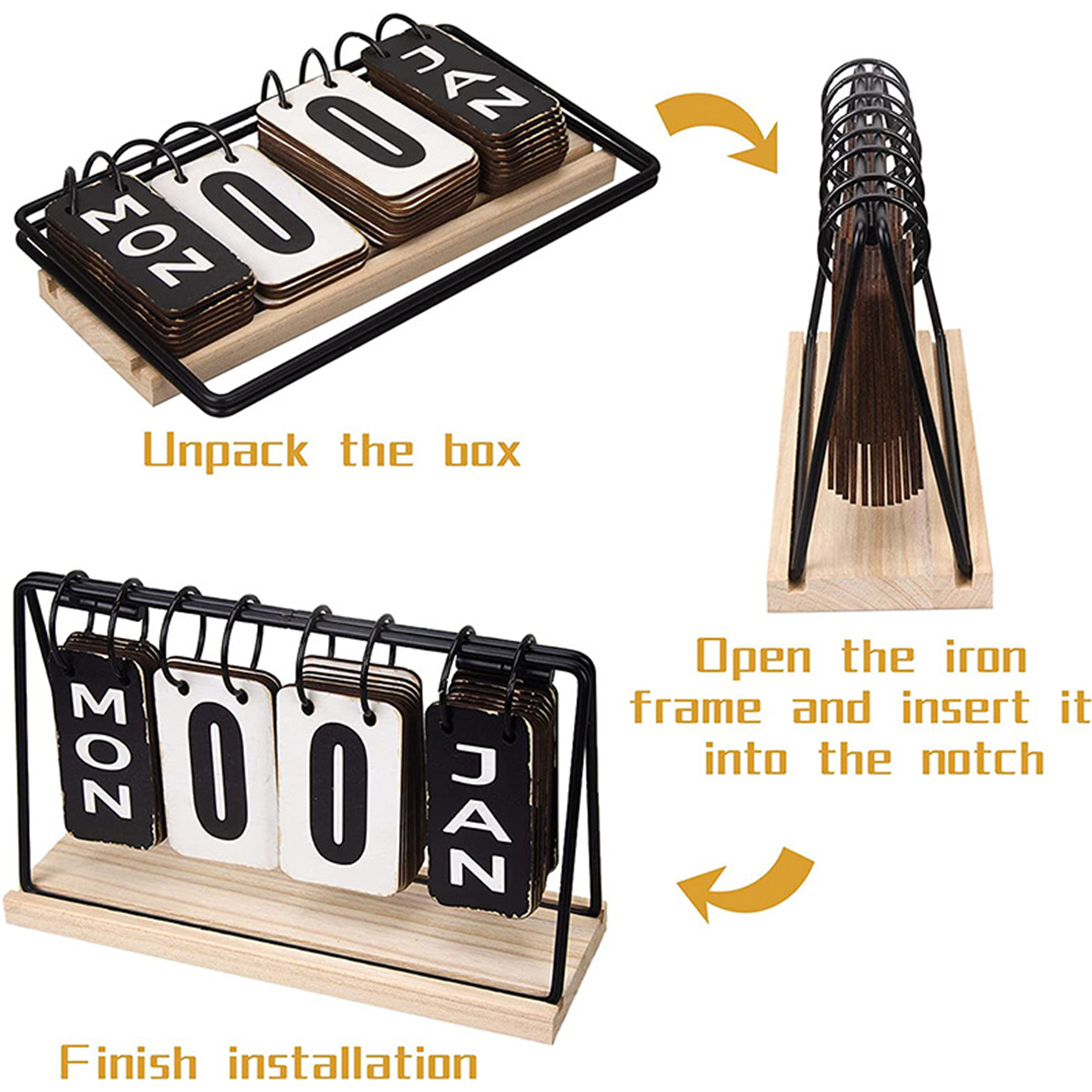 Wooden calendar holder Calendar holder iron art