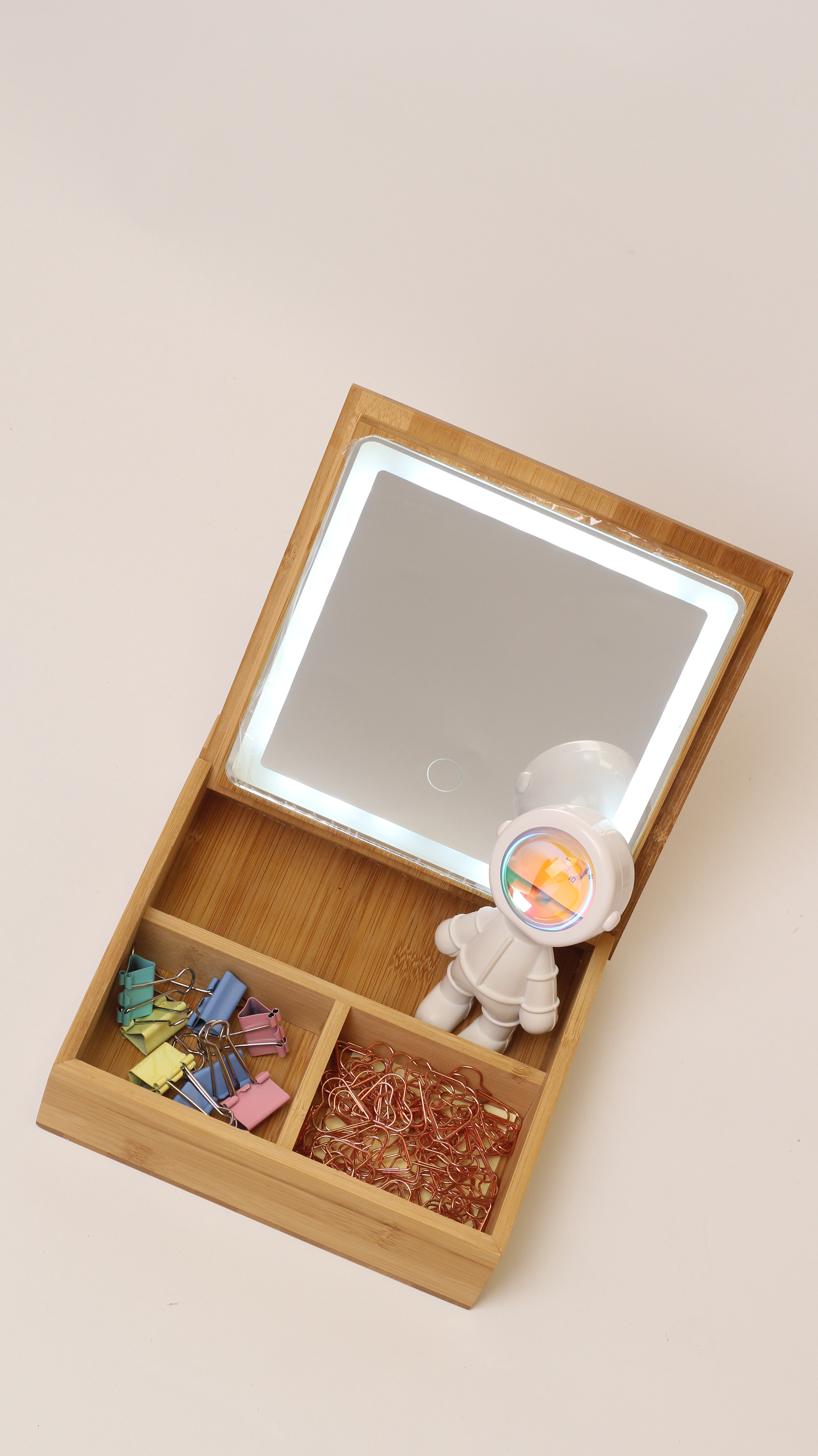 Bamboo LED square cosmetic box