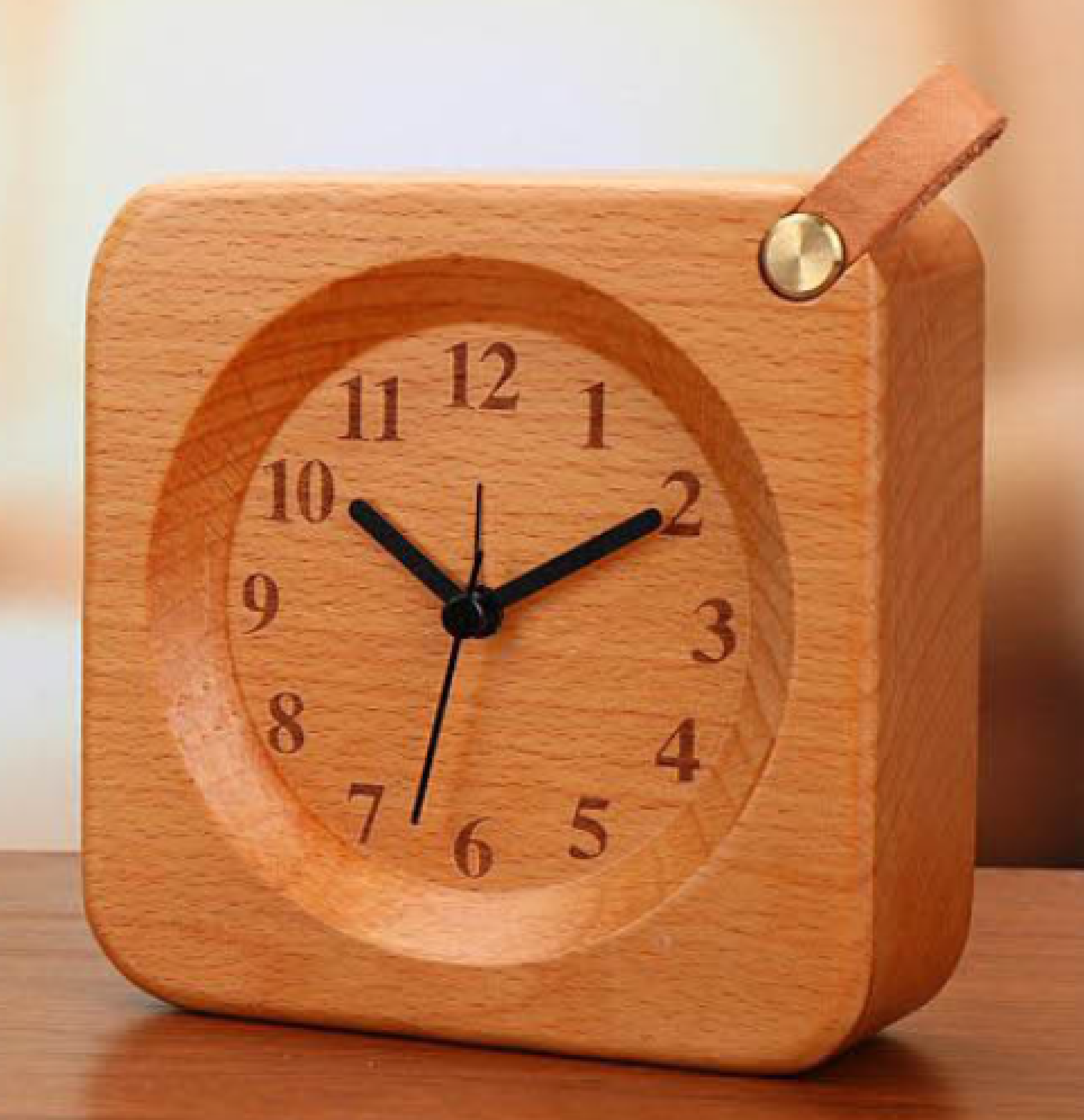 Solid wood alarm clock Beech silent alarm clock