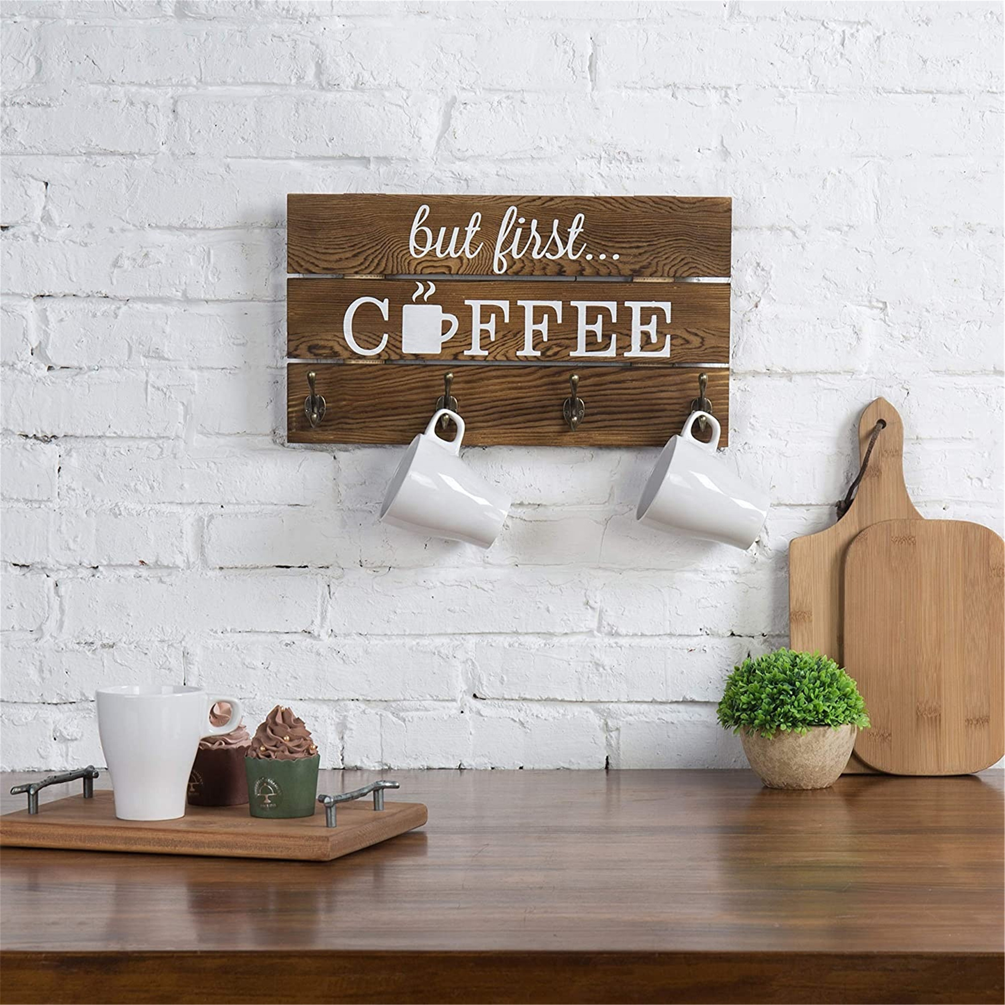 Wooden wall cup drain rack