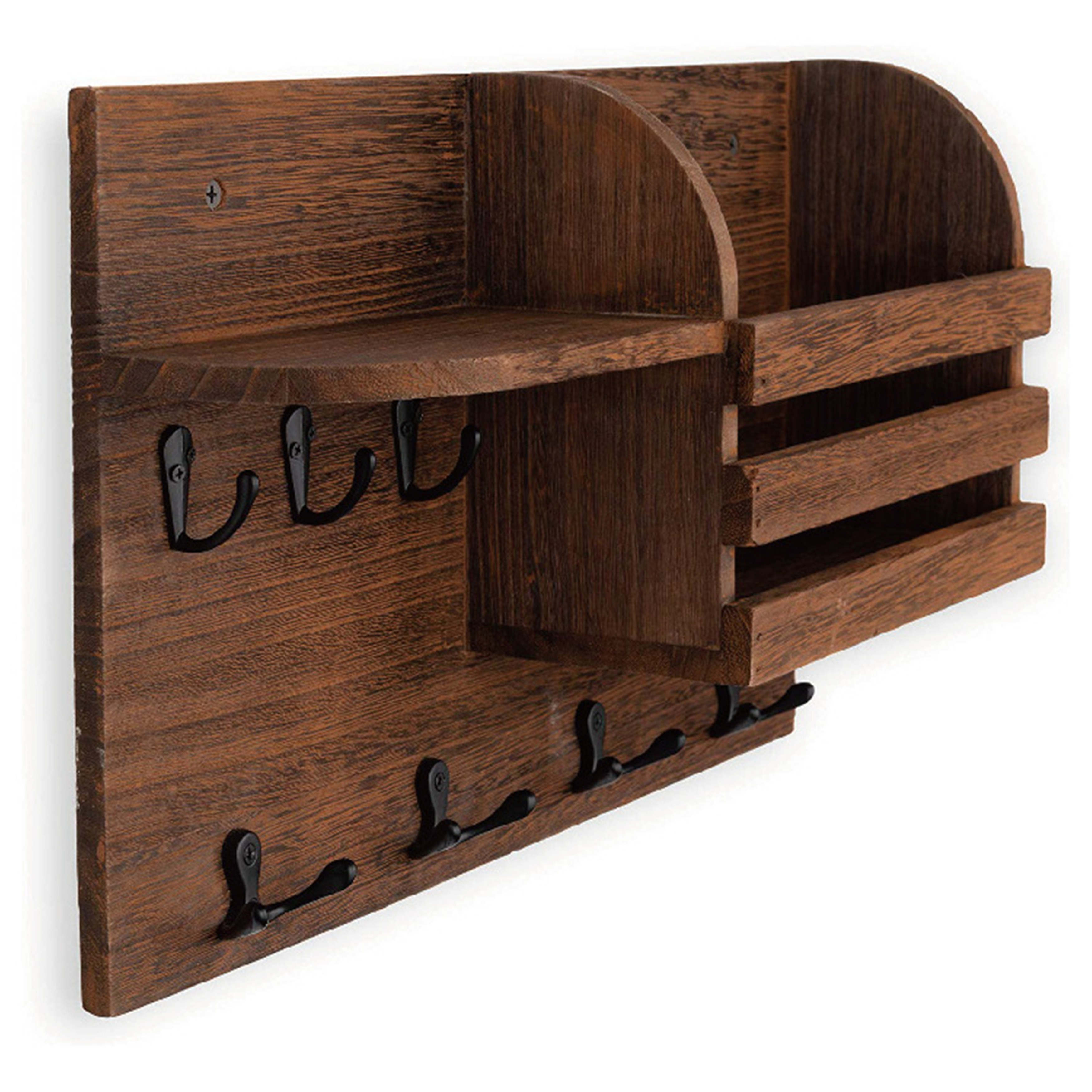 Solid wood wall-mounted wall hanging clothes rack mail rack