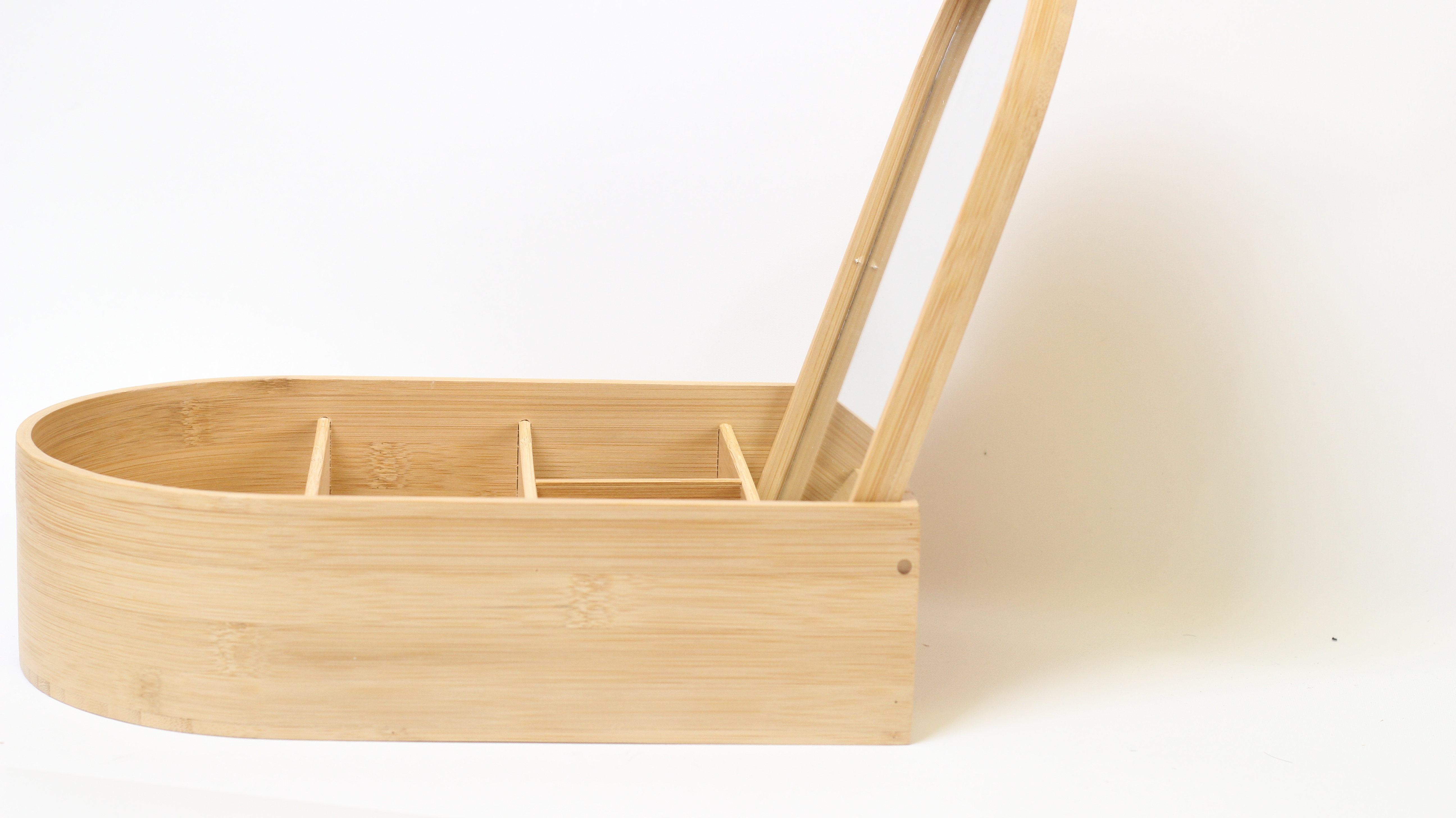 Bamboo and wood square storage mirror